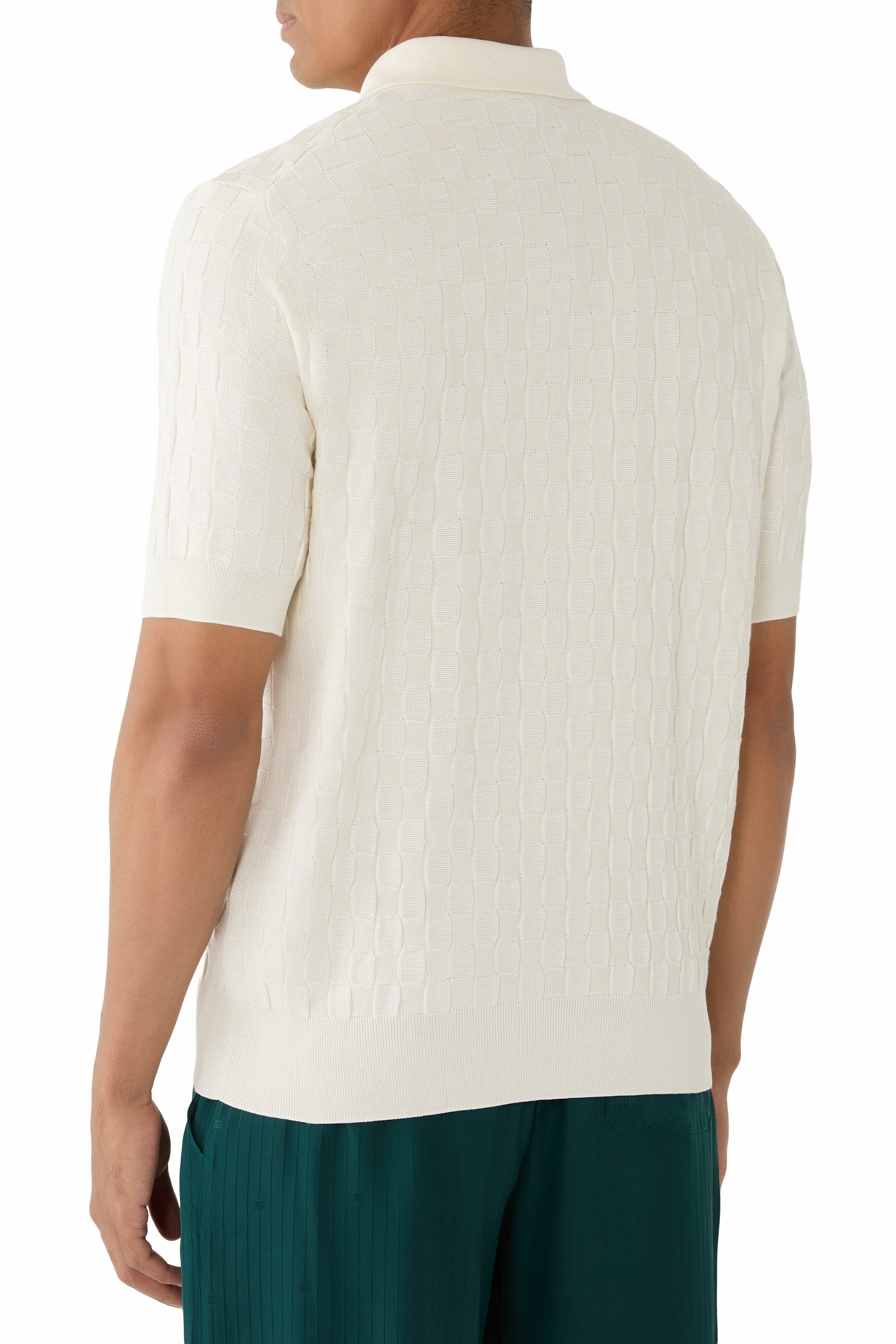 قميص بولو بنقشة نقاط صغيرة حرير