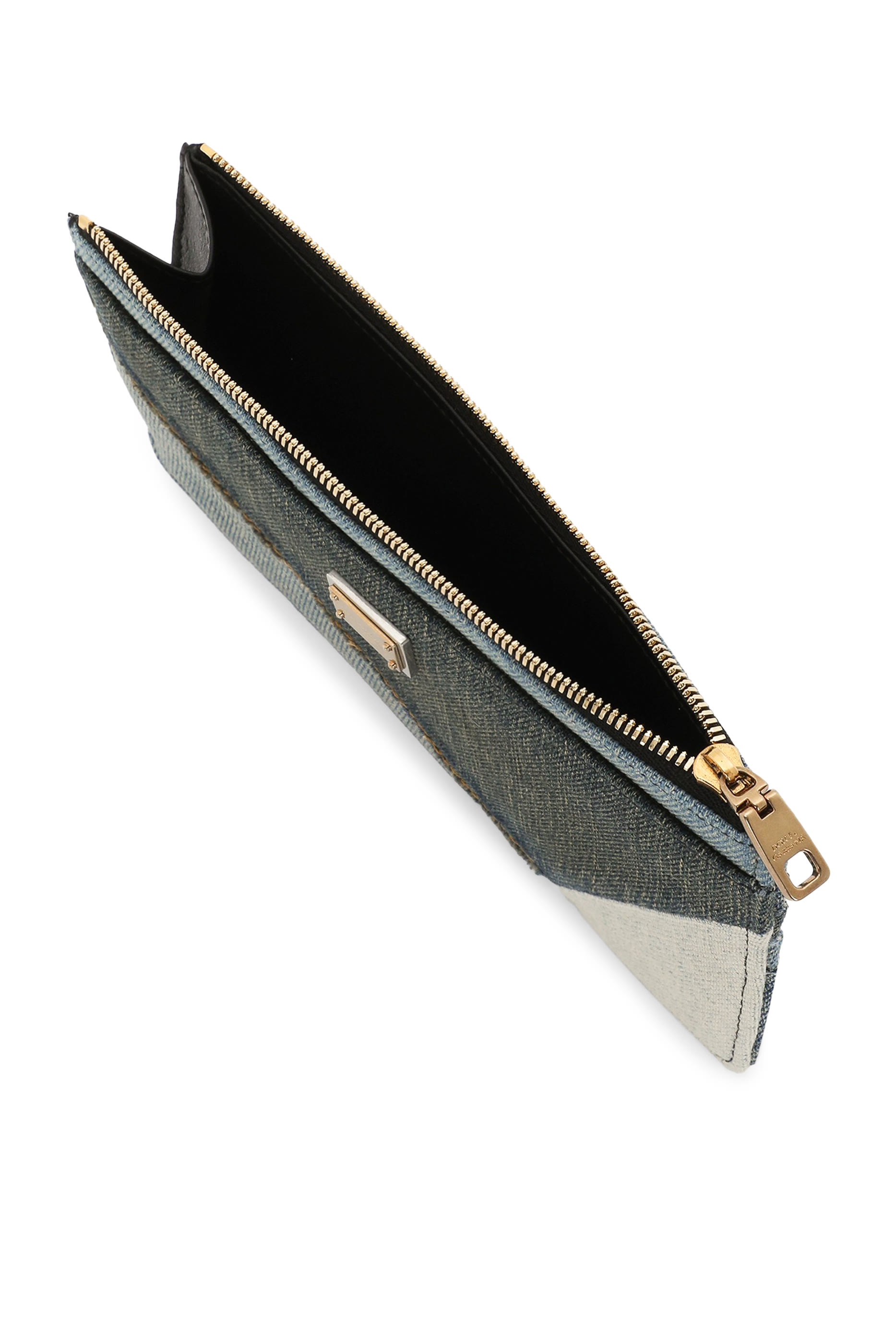 حافظة بطاقات كبيرة بشعار الماركة دنيم 