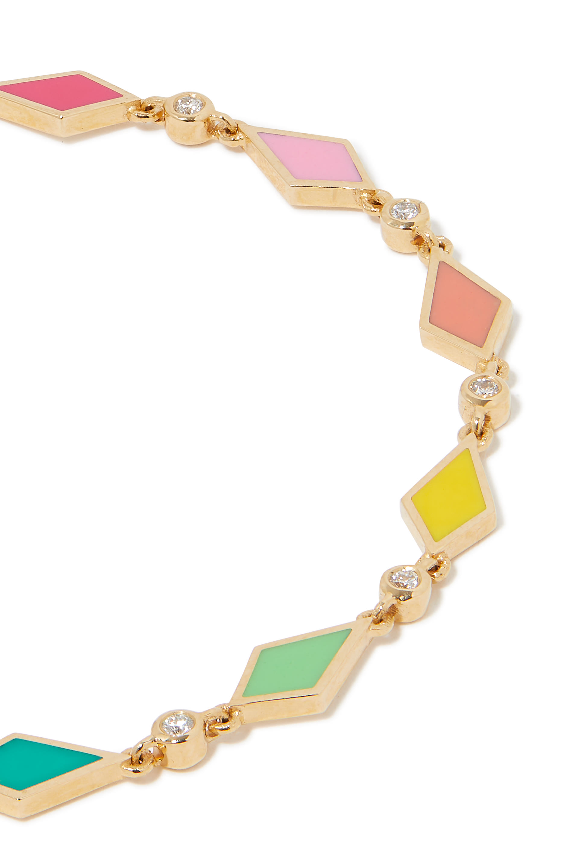 سوار موزاييك مرصع بالماس طهب أصفر عيار 18