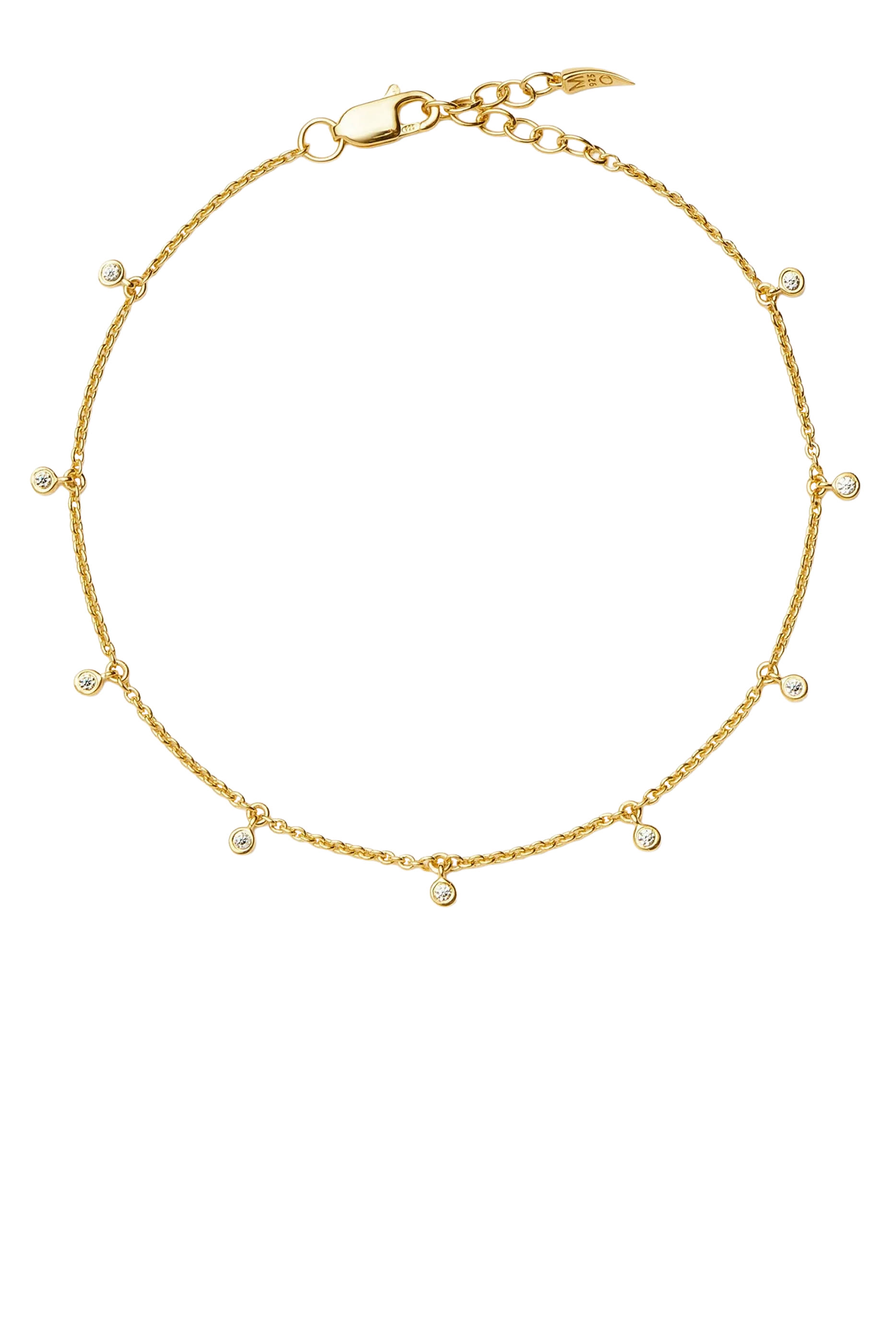 سوار إنترستلر بحلي متدلية مرصعة بأحجار زركونيا مكعبة فضة إسترلينية مطلية بالذهب عيار 18