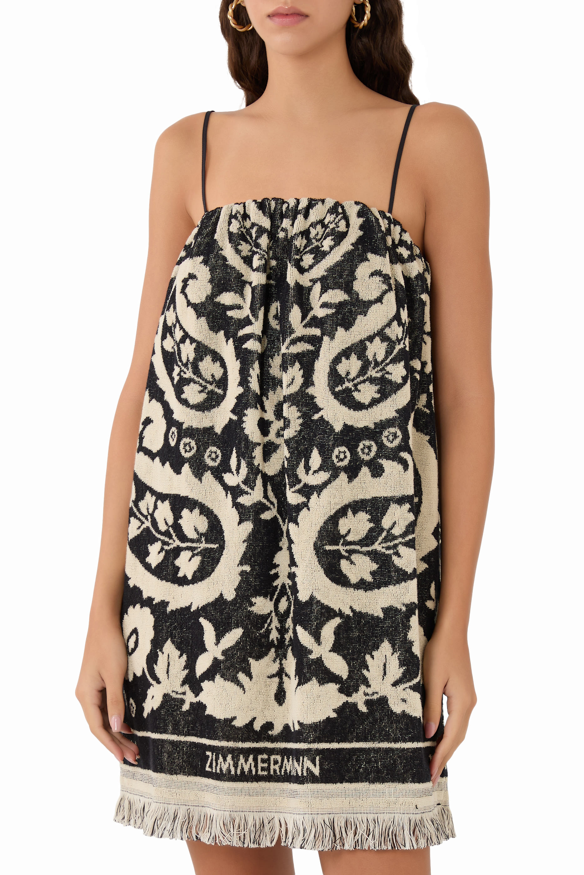 فستان ريانون قصير قماش منشفة