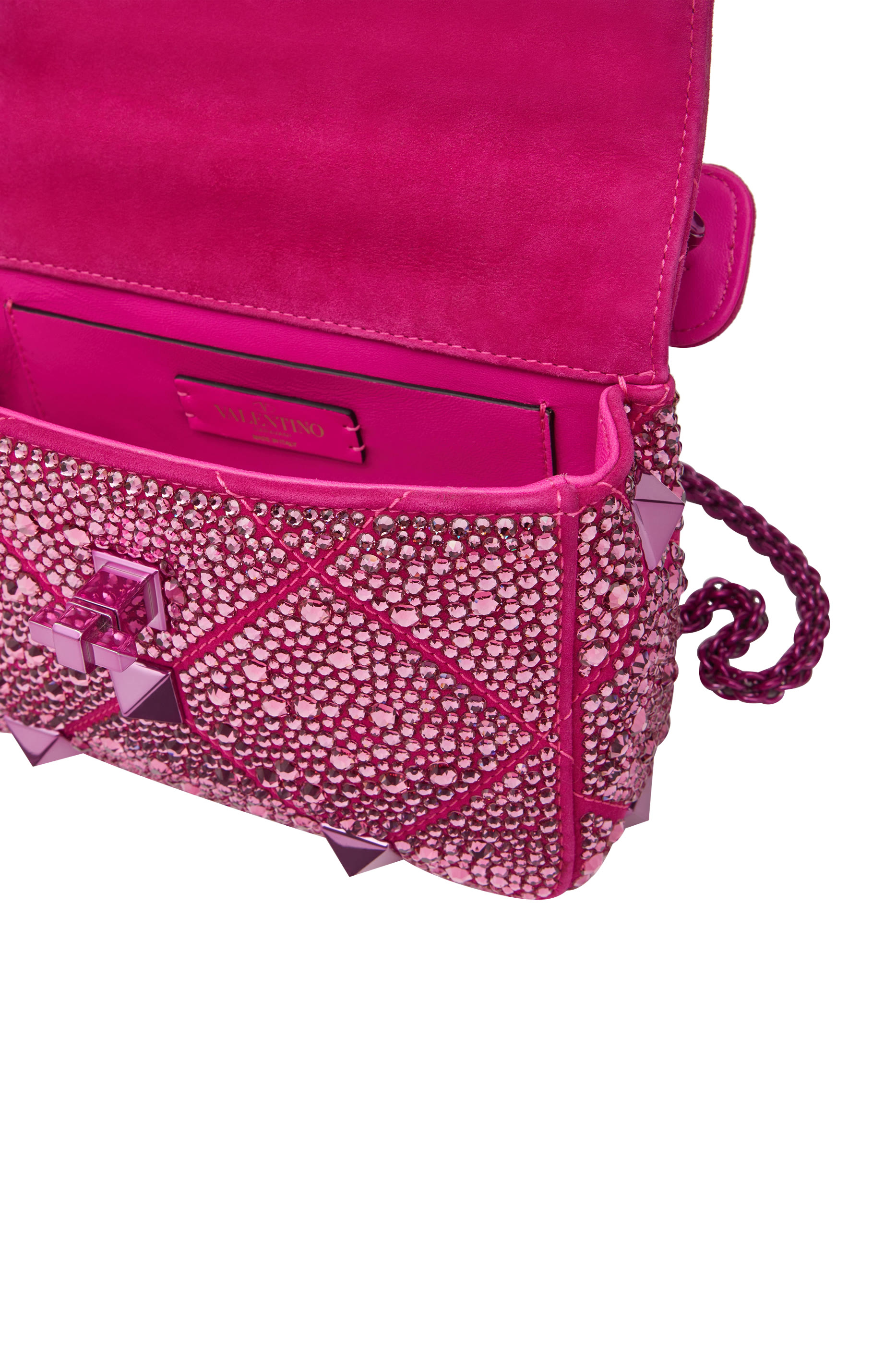 حقيبة كتف فالنتينو جارافاني بكريستالات وحلي رومان صغيرة