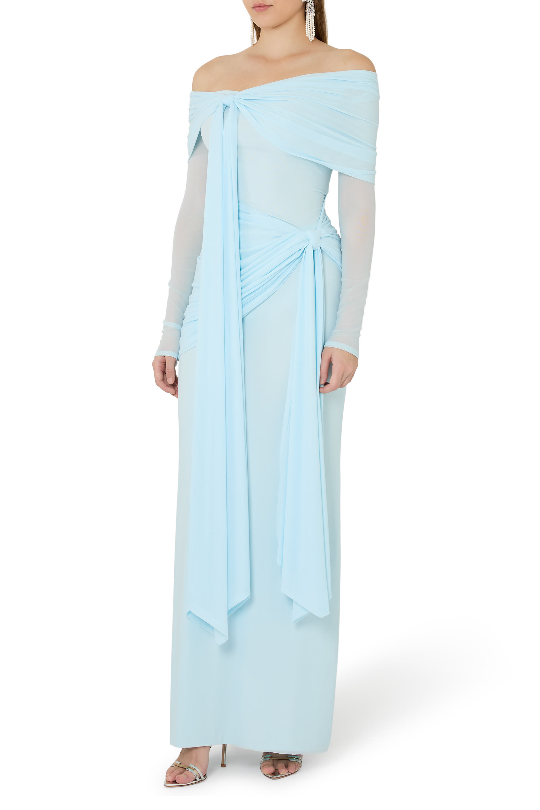 فستان هيلويز بأكتاف مكشوفة درابيه