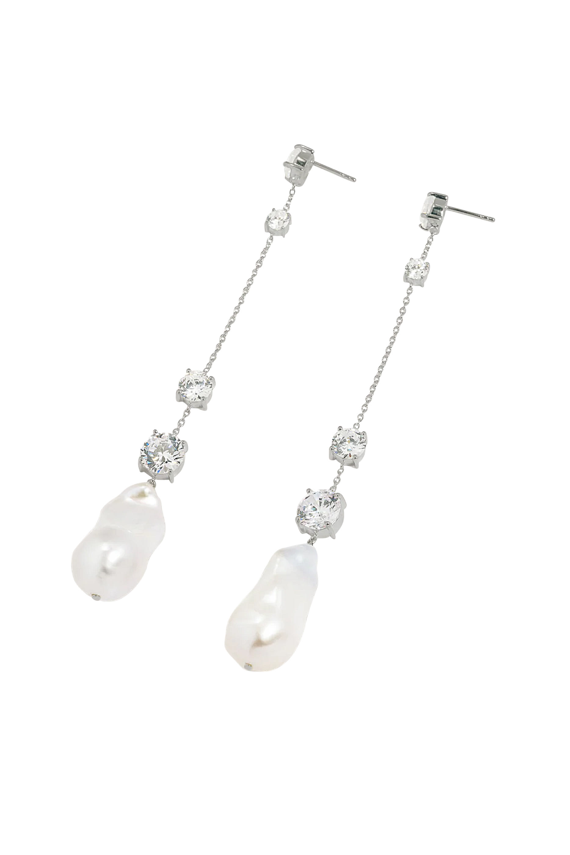 أقراط متدلية مرصعة بأحجار زركونيا مكعبة، فضة استرلينية معاد تدويرها مطلية بروديوم