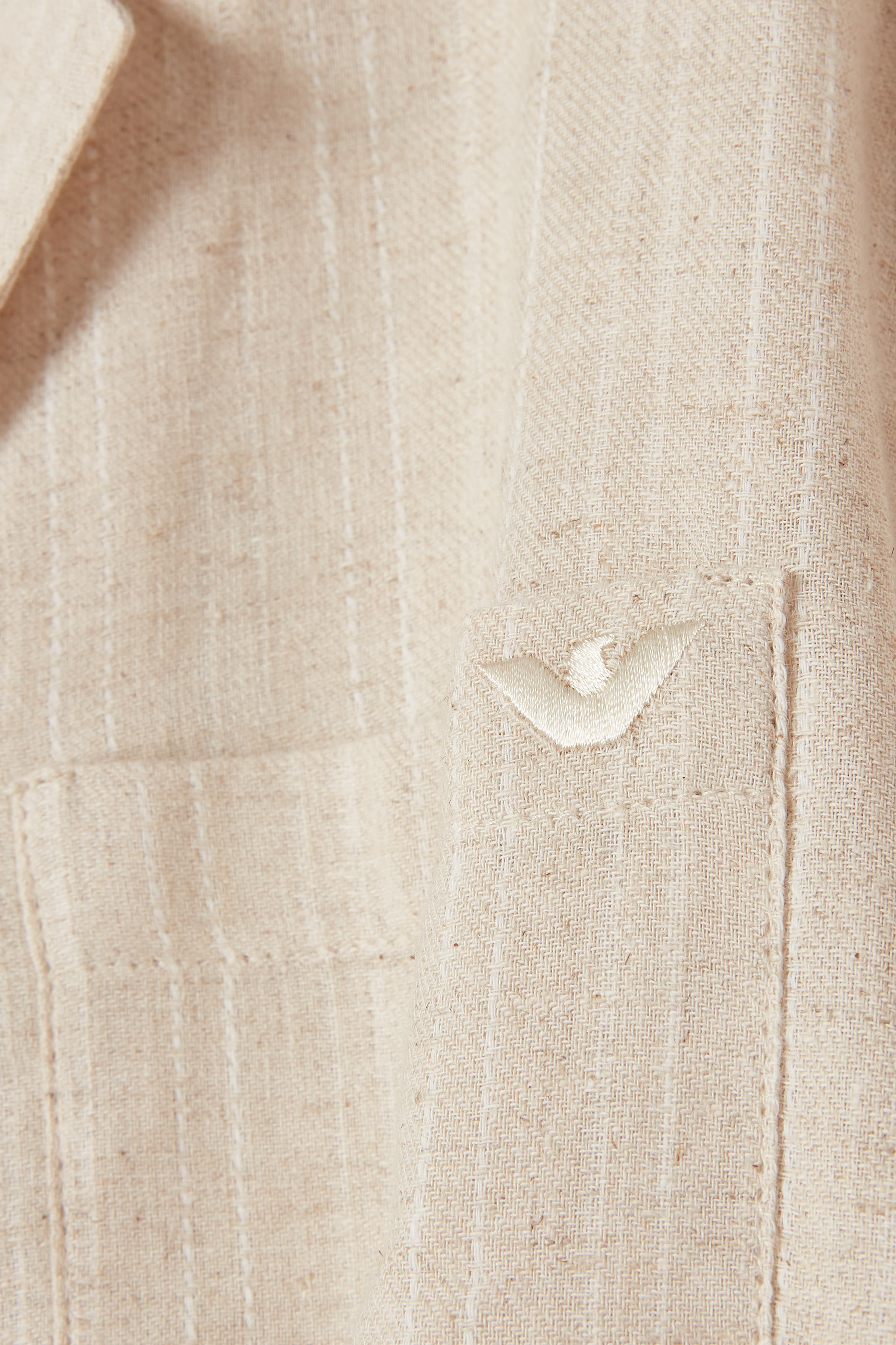 قميص مخطط مزيج جاكار وكتان للأطفال