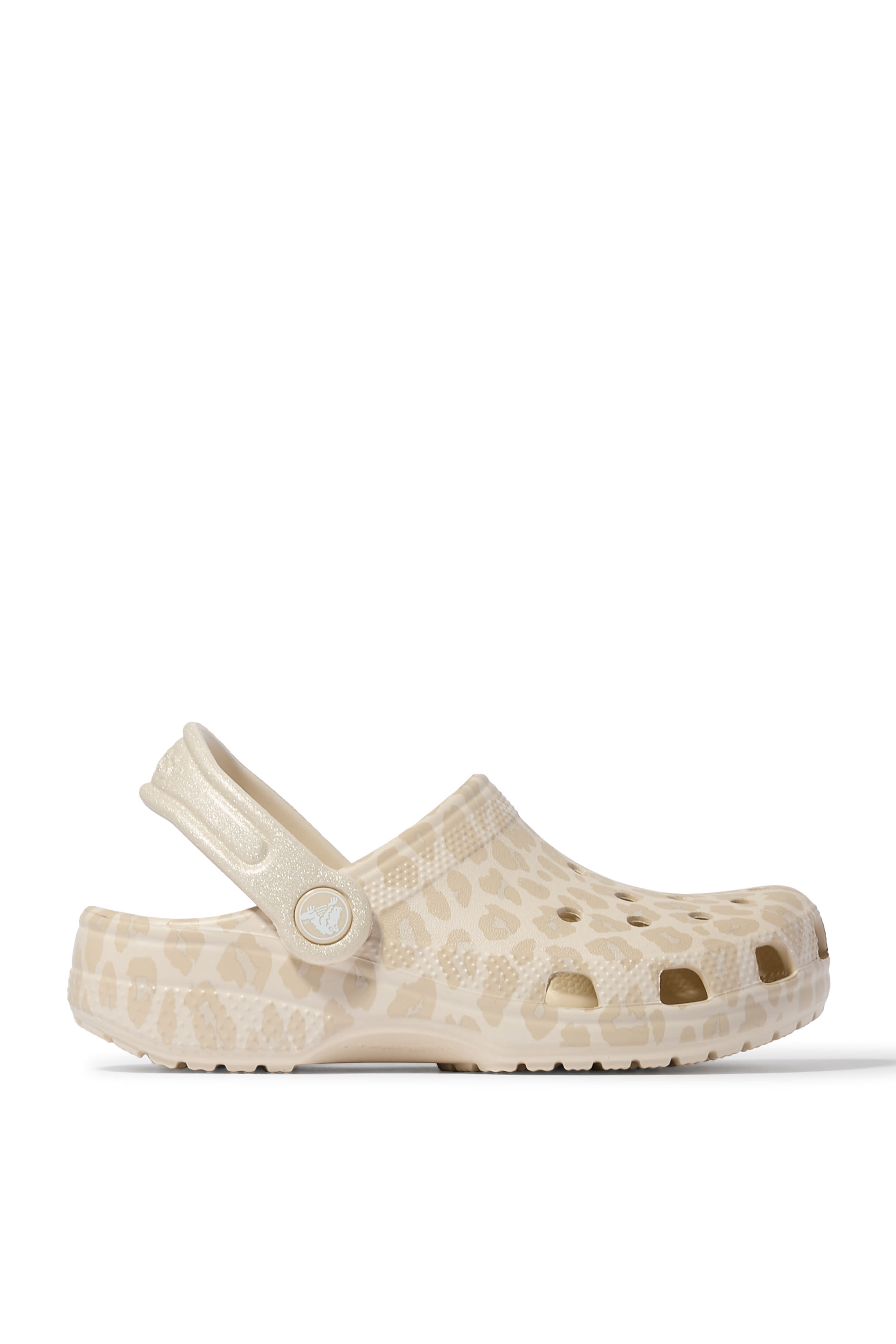 حذاء مفتوح من الخلف كلاسيكي بنقشة حيوانات لامعة للأطفال