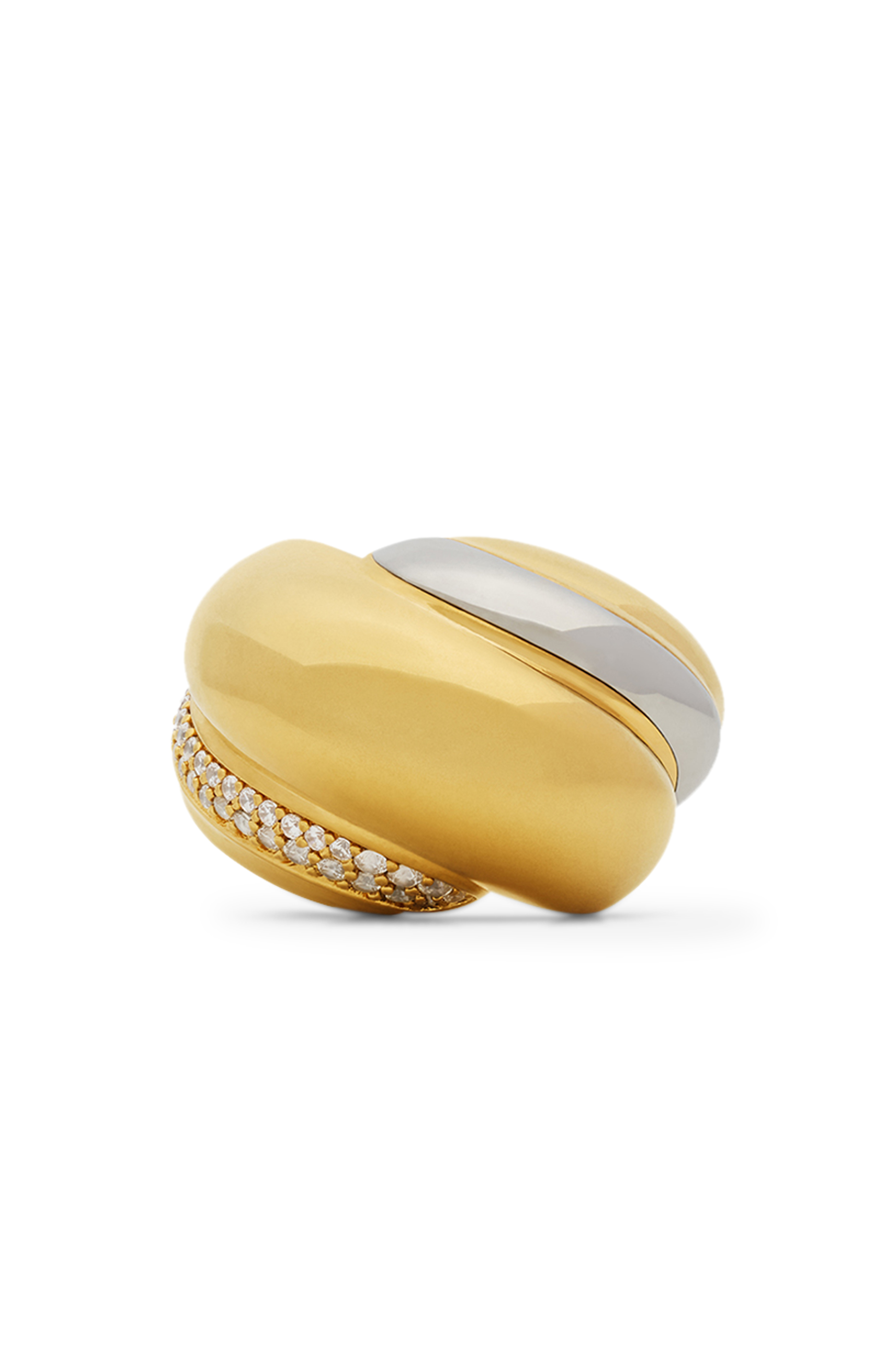 خاتم معدني بتصميم دوامة مرصع بالكريستال