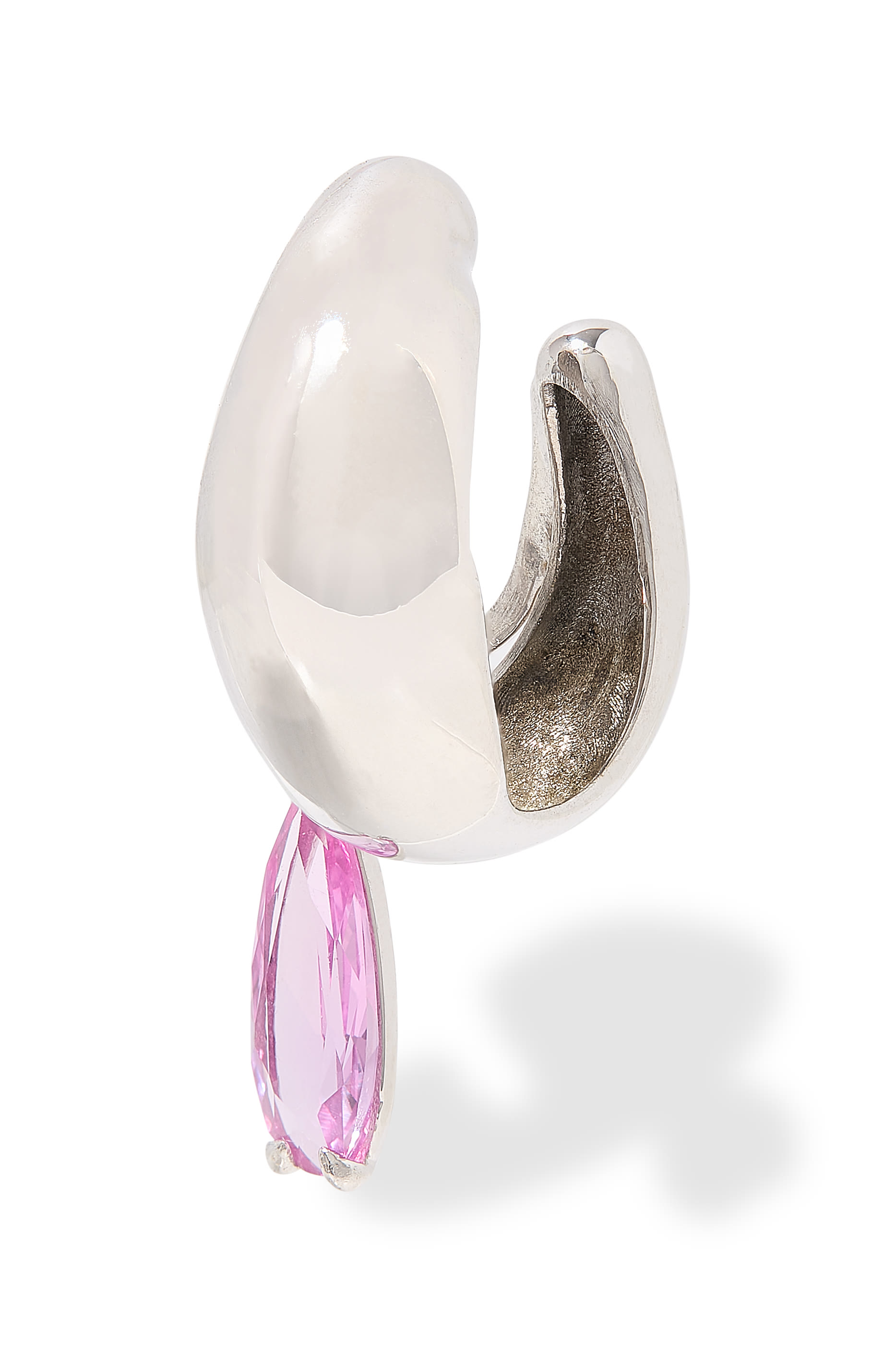 قرط بلون مفتوح بحلية بتصميم قطرة متدلية مرصع بحجر جمشت، فضة استرلينية عيار 925