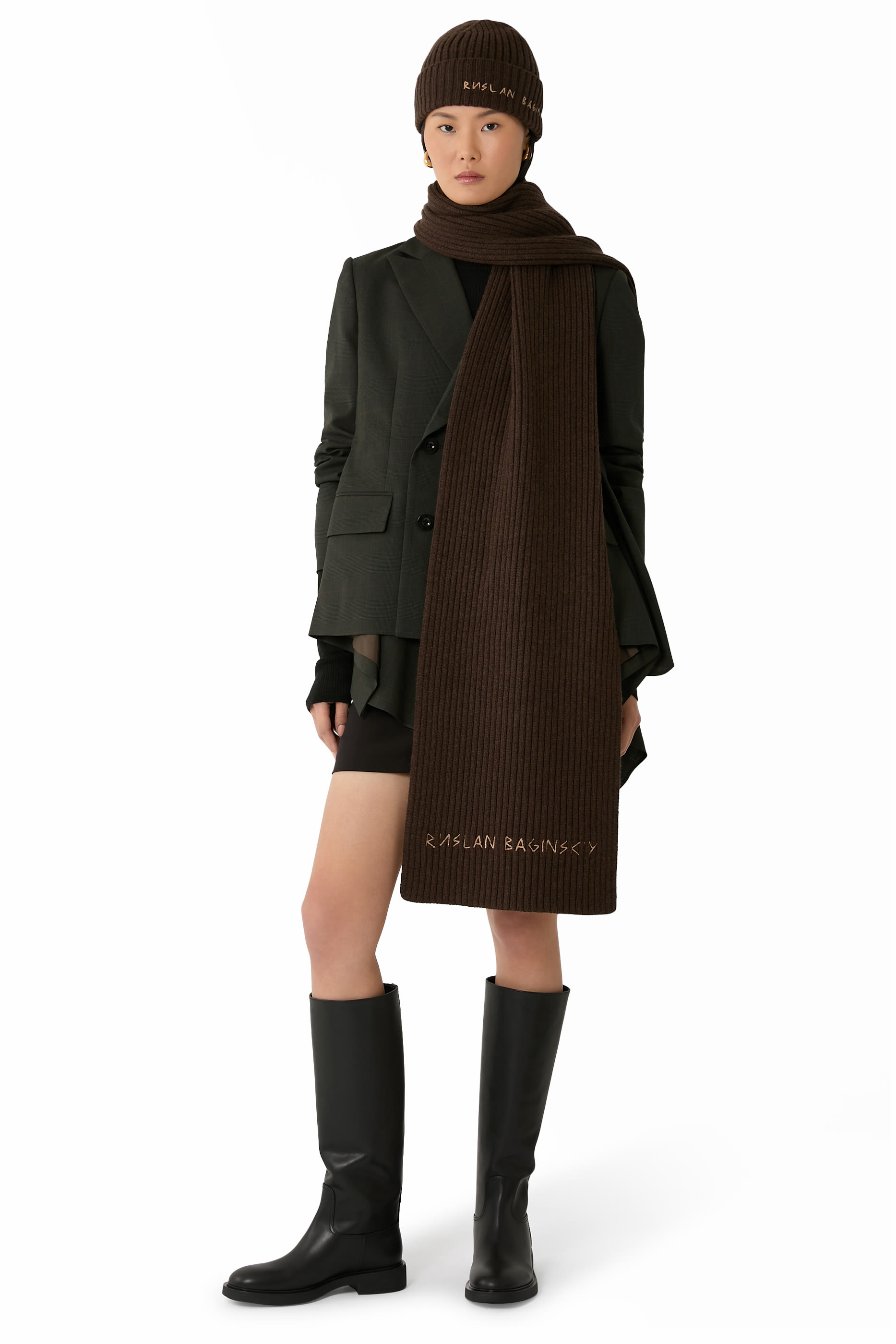 Monogram-Embroidered Wool Scarf