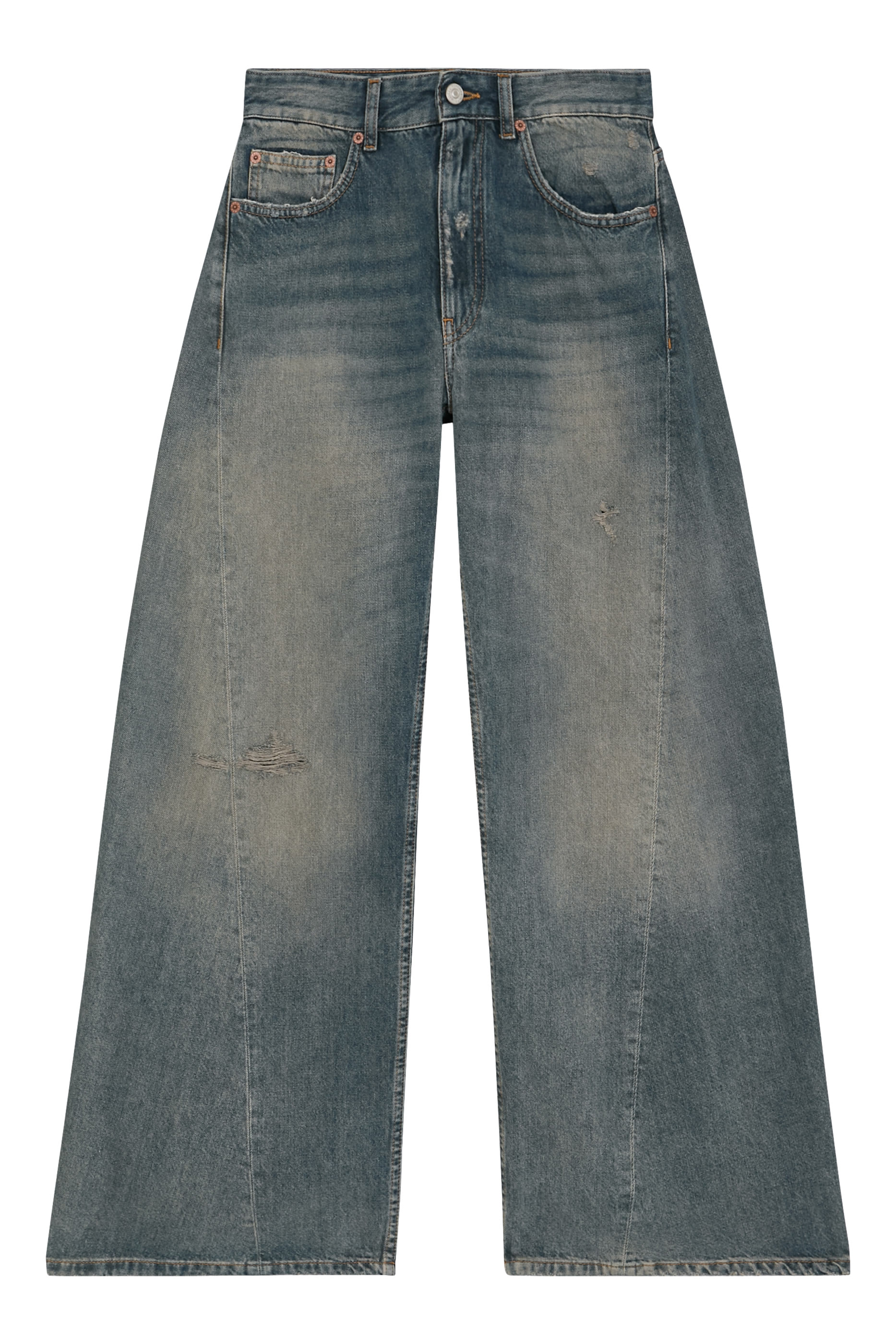 بنطال بقصة ساق واسعة وخمس جيوب