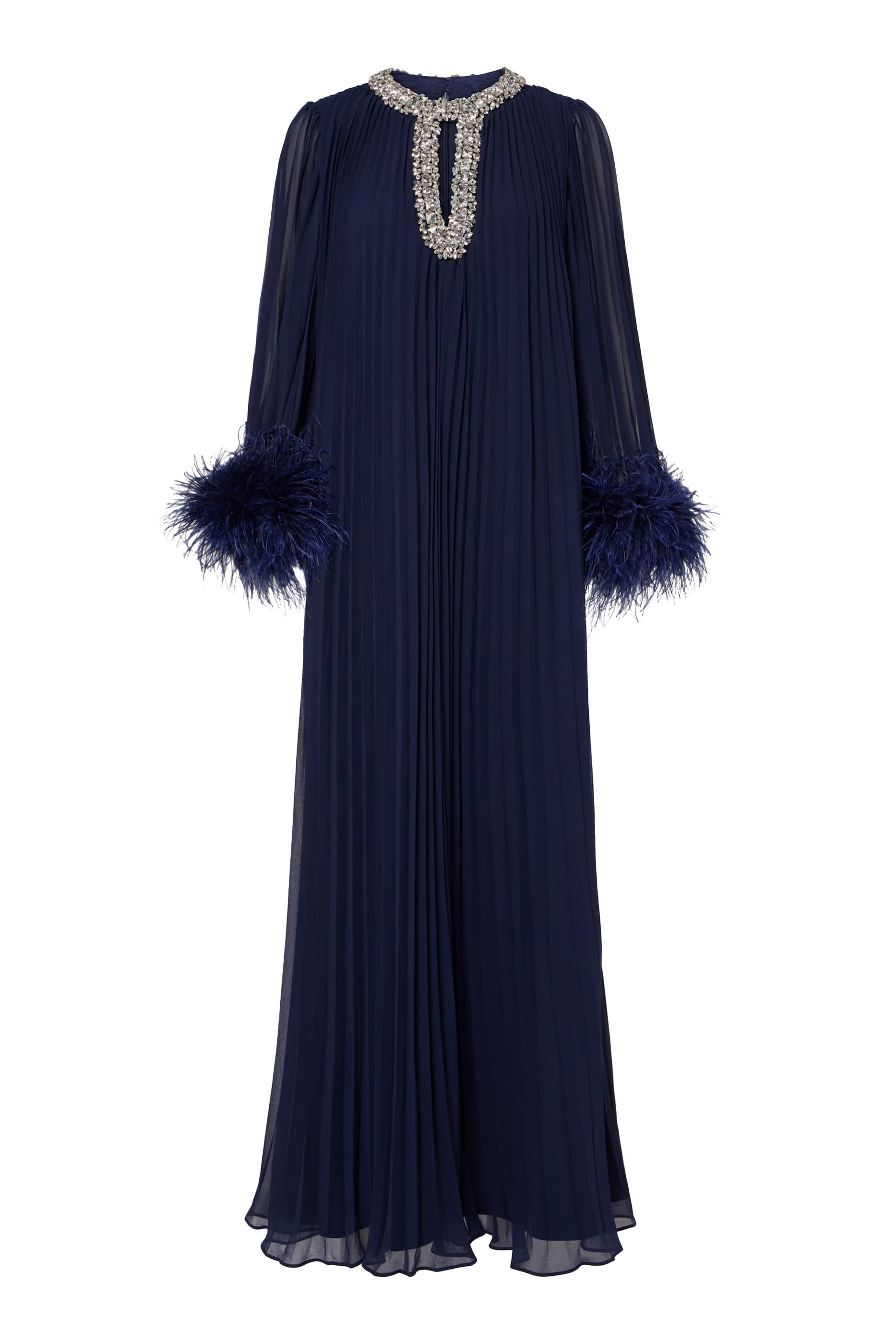 فستان شيفون متوسط الطول مزين بريش