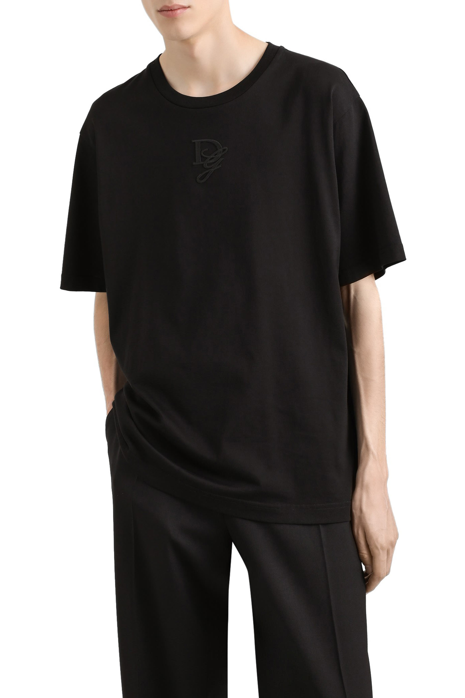 تيشيرت بتطريز شعار الماركة قطن