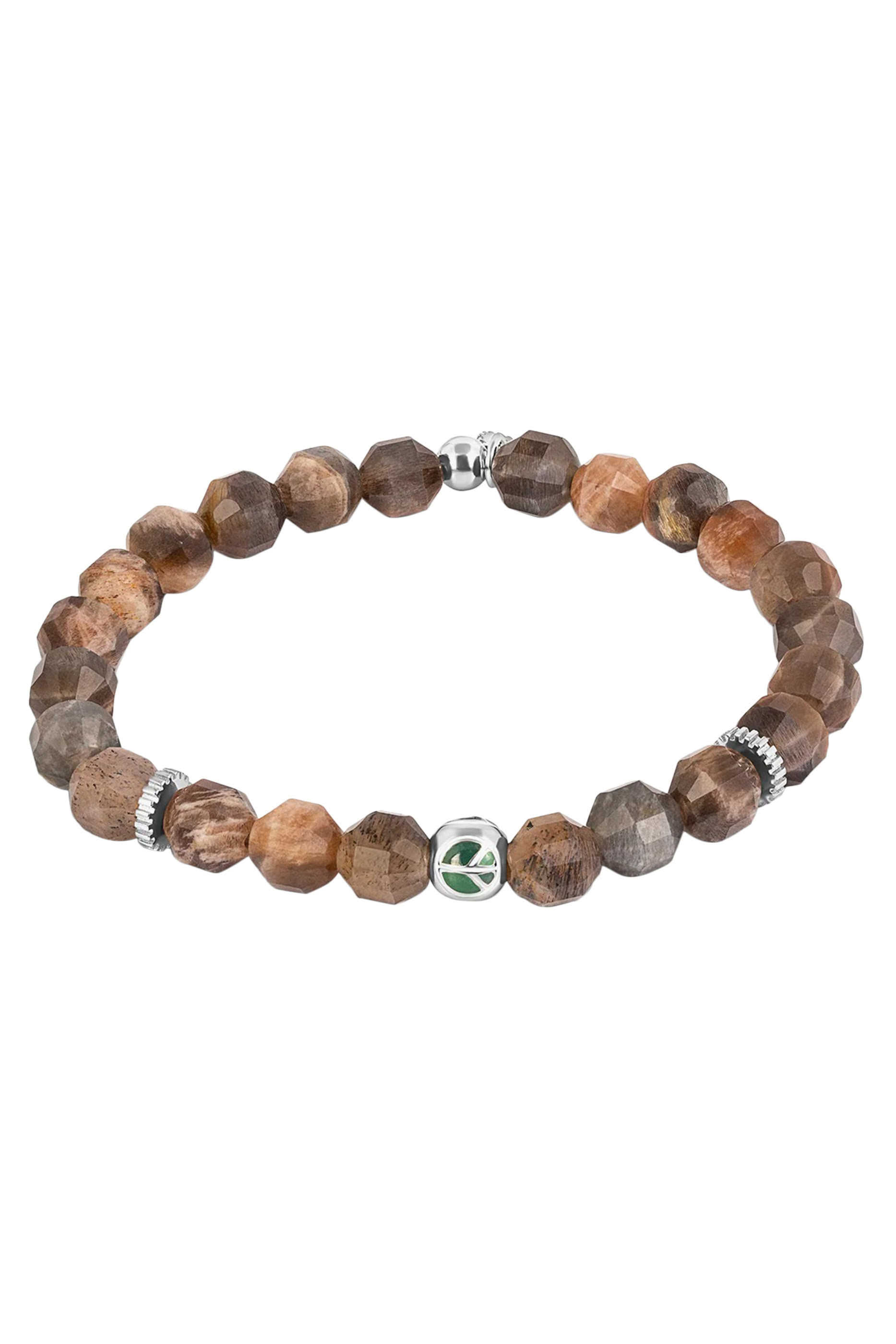 سوار هيكساد بيْس مرصع بحجر القمر، فضة استرلينية مطلية بالروديوم