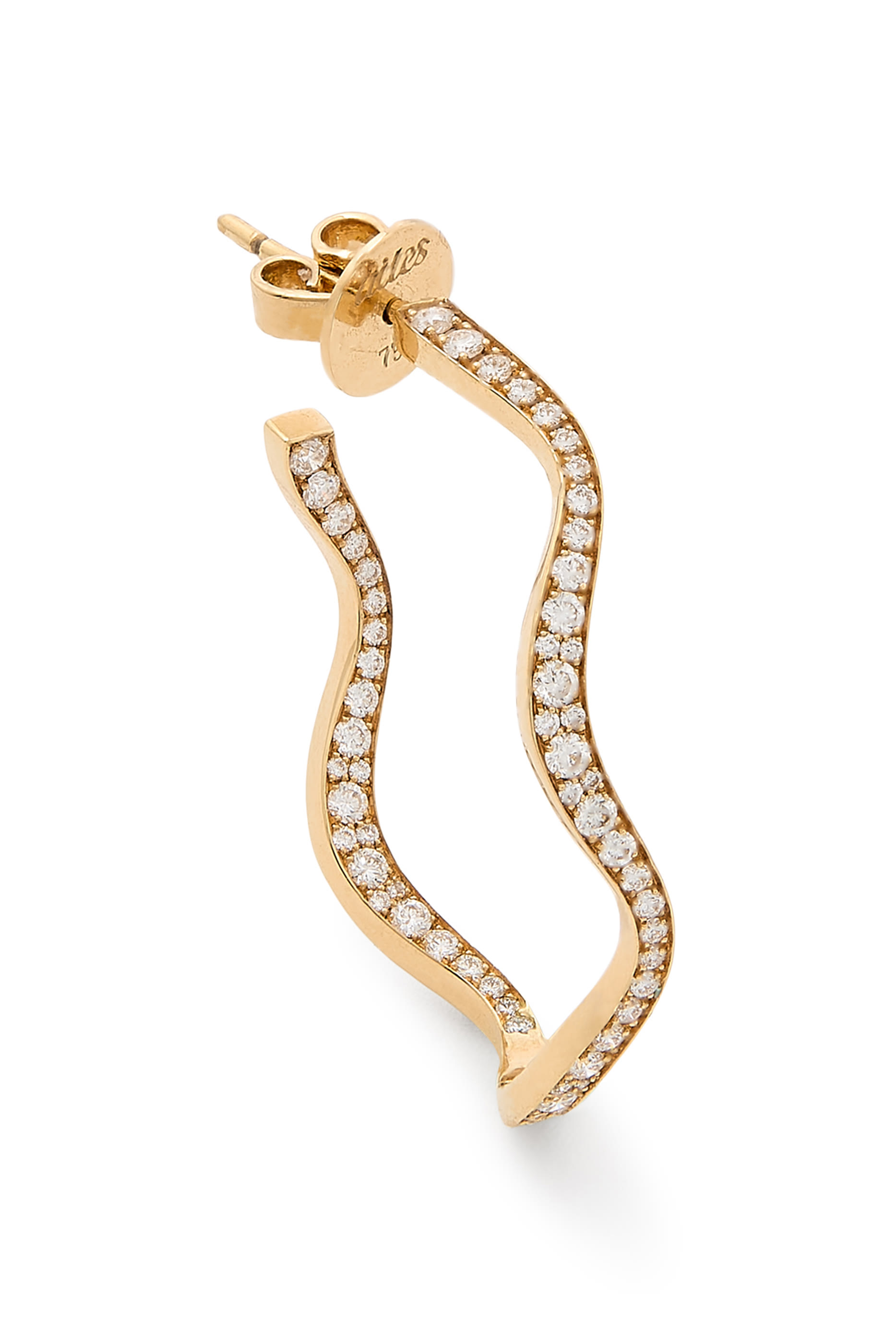 أقراط ويف دائرية مرصعة بالماس، ذهب أصفر عيار 18