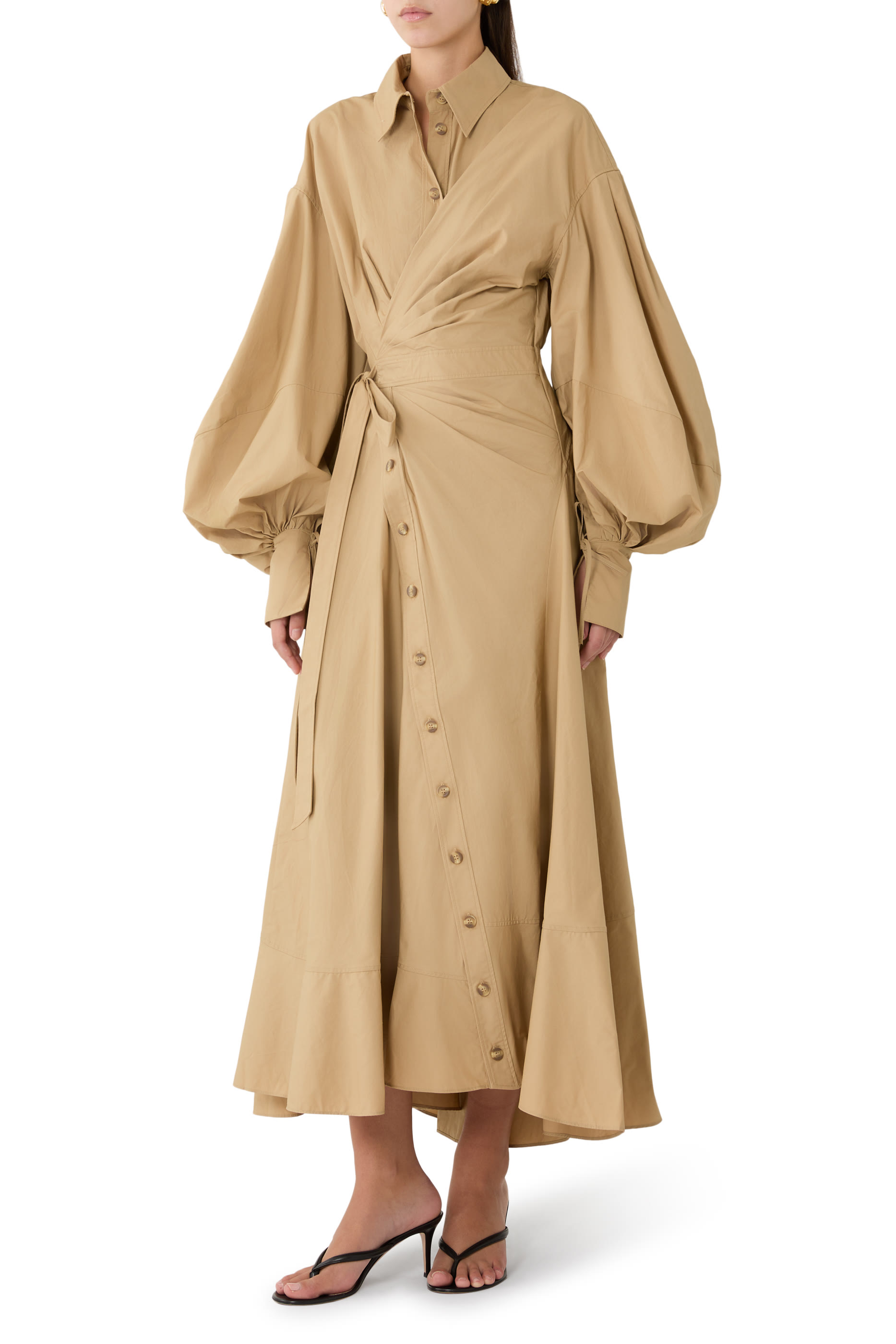 فستان ريبليون متوسط الطول بوبلين