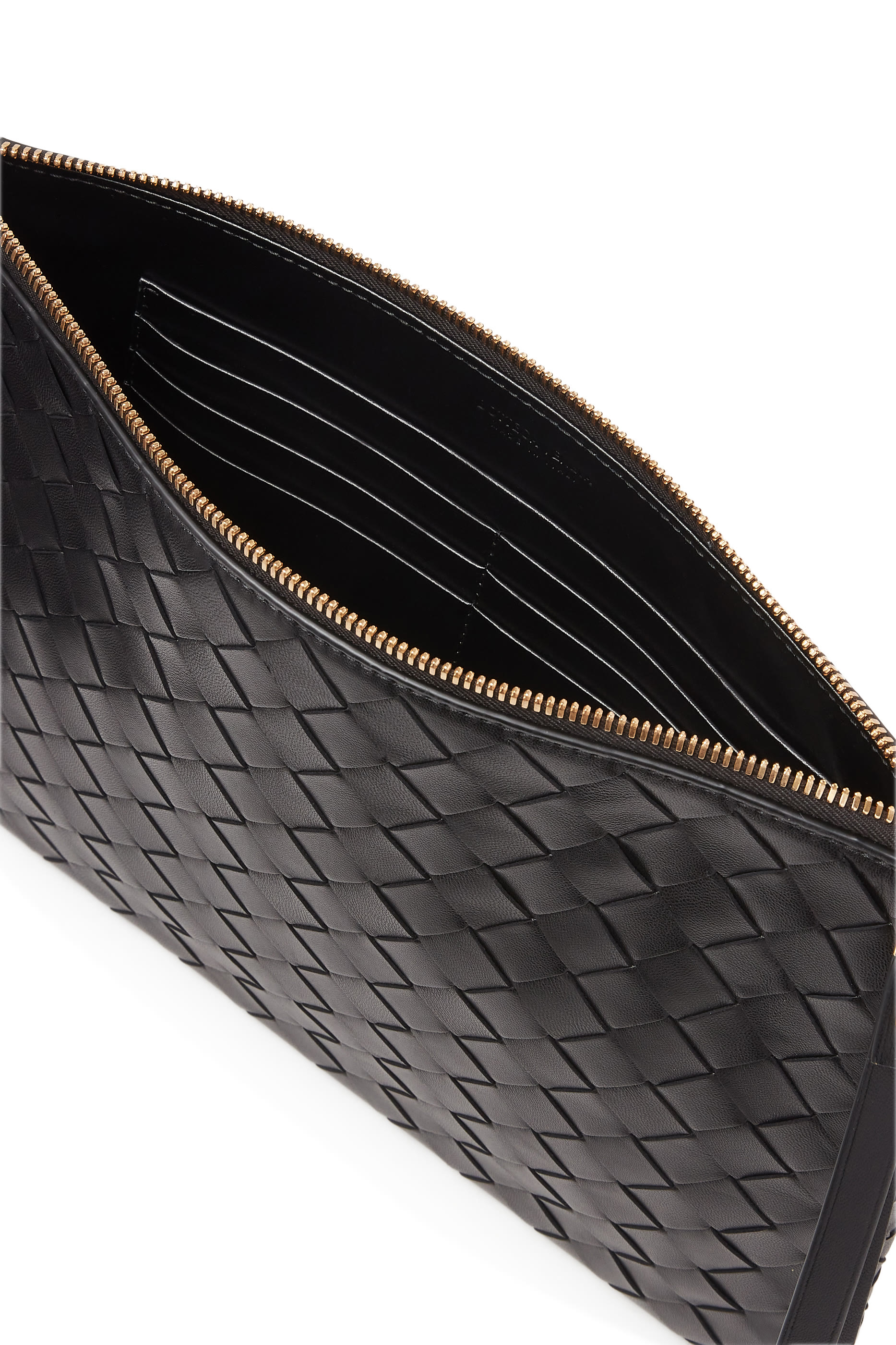 حافظة متوسطة جلد مجدول