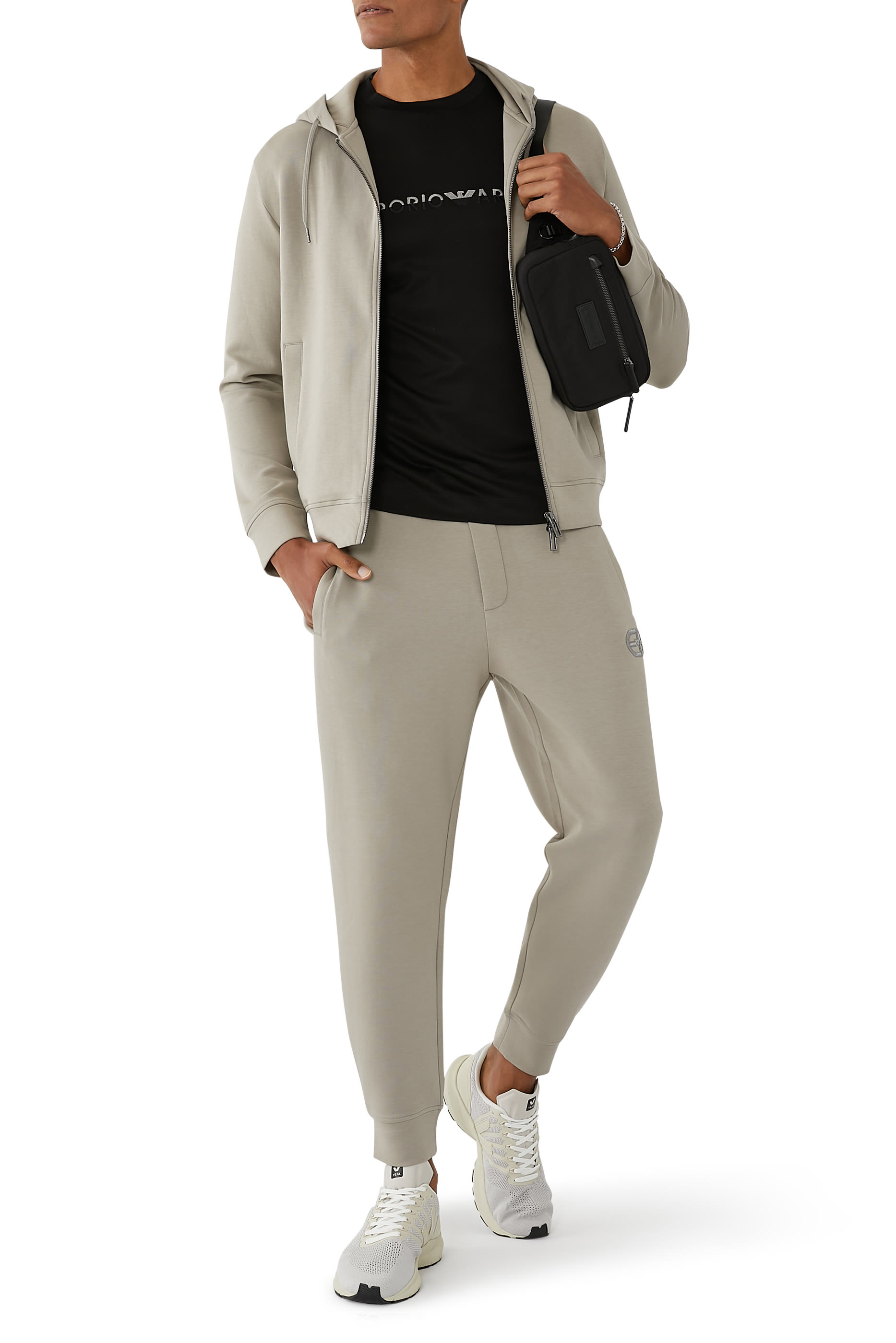 سويت شيرت بغطاء رأس وسحاب جيرسيه مزدوج