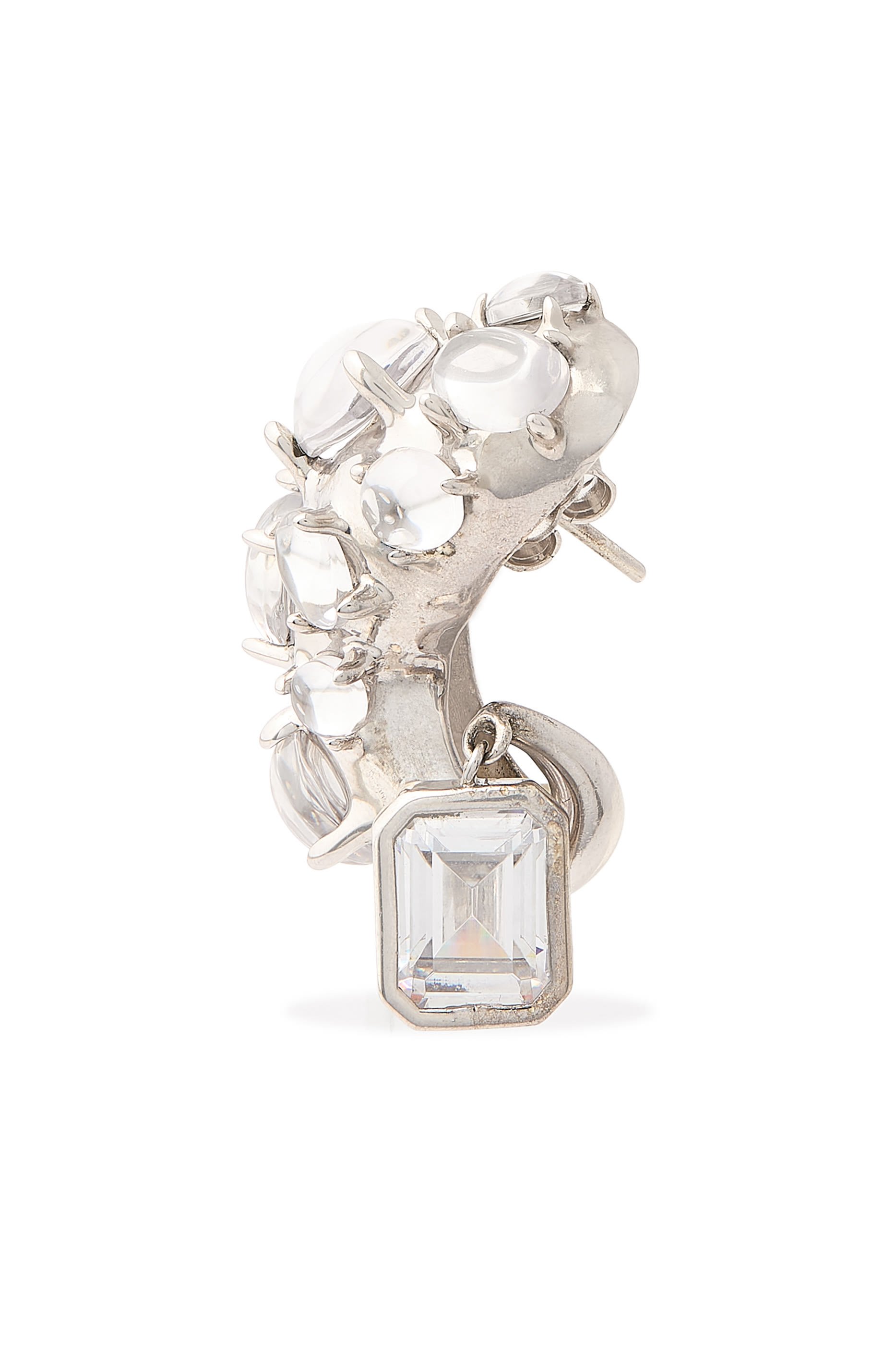 قرط اليان مزين بكريستالة متدلية بتصميم زمردي، فضة إسترلينية 925