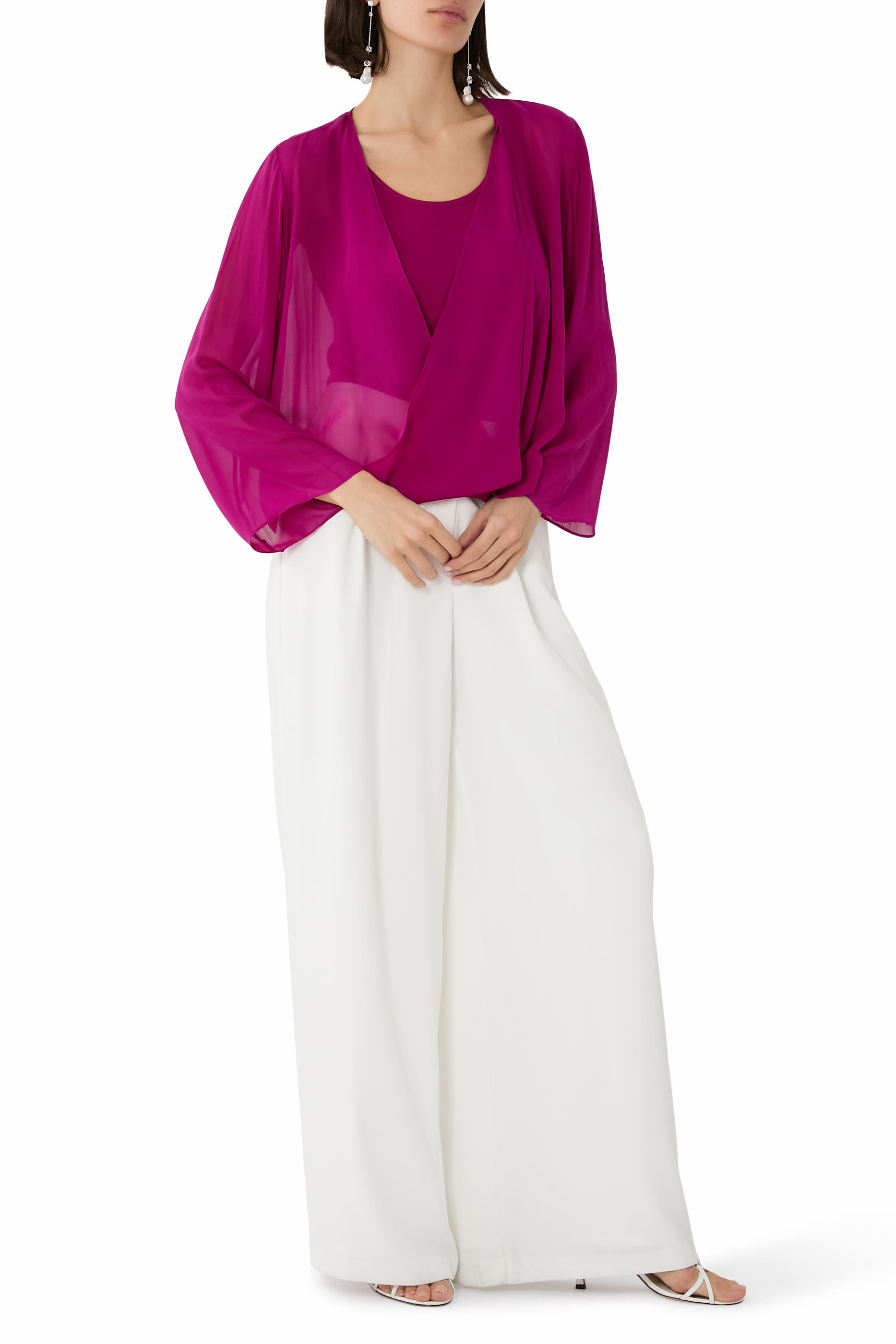 جاكيت جورجيت بربطة حرير شفاف