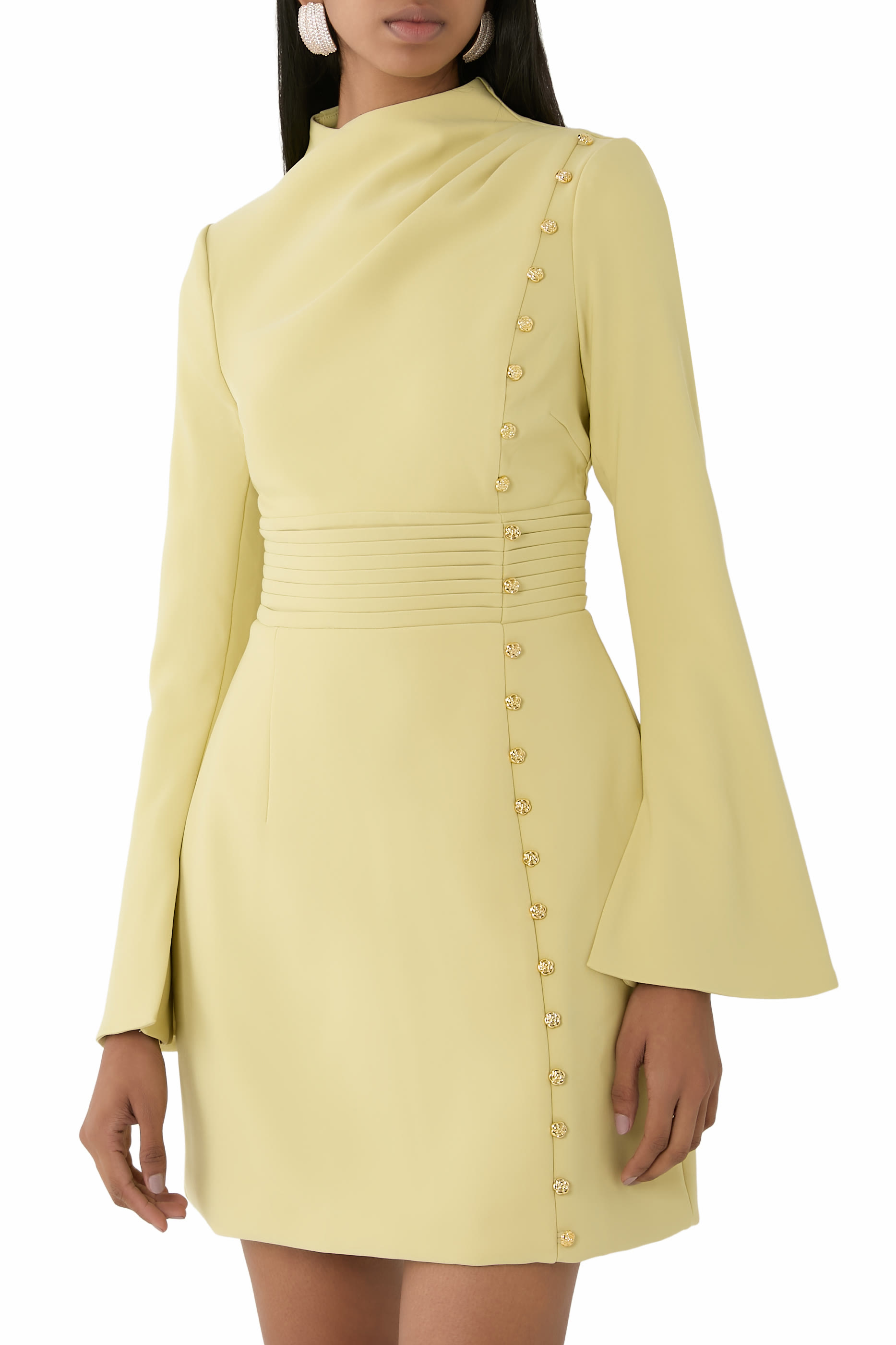 فستان جيما روز قصير بأزرار