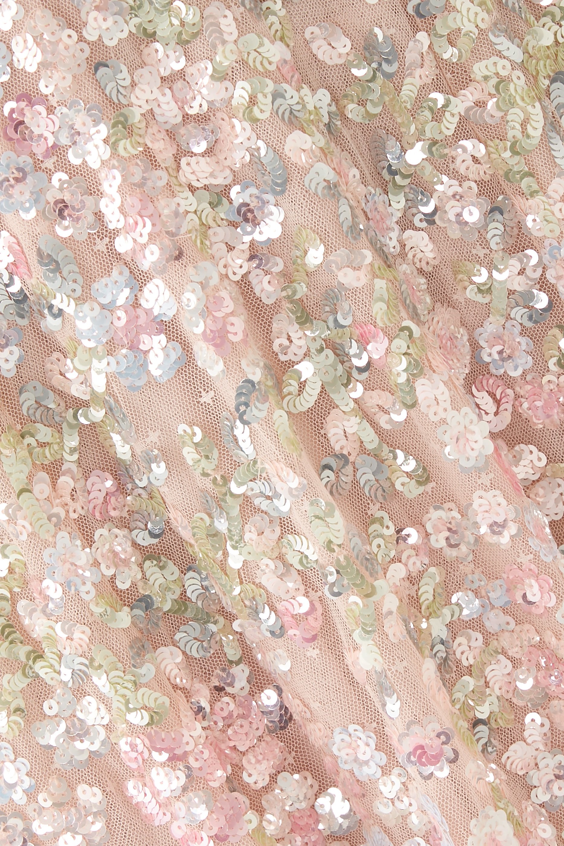 فستان سهرة دريم جارلاند بياقة مستديرة وترتر