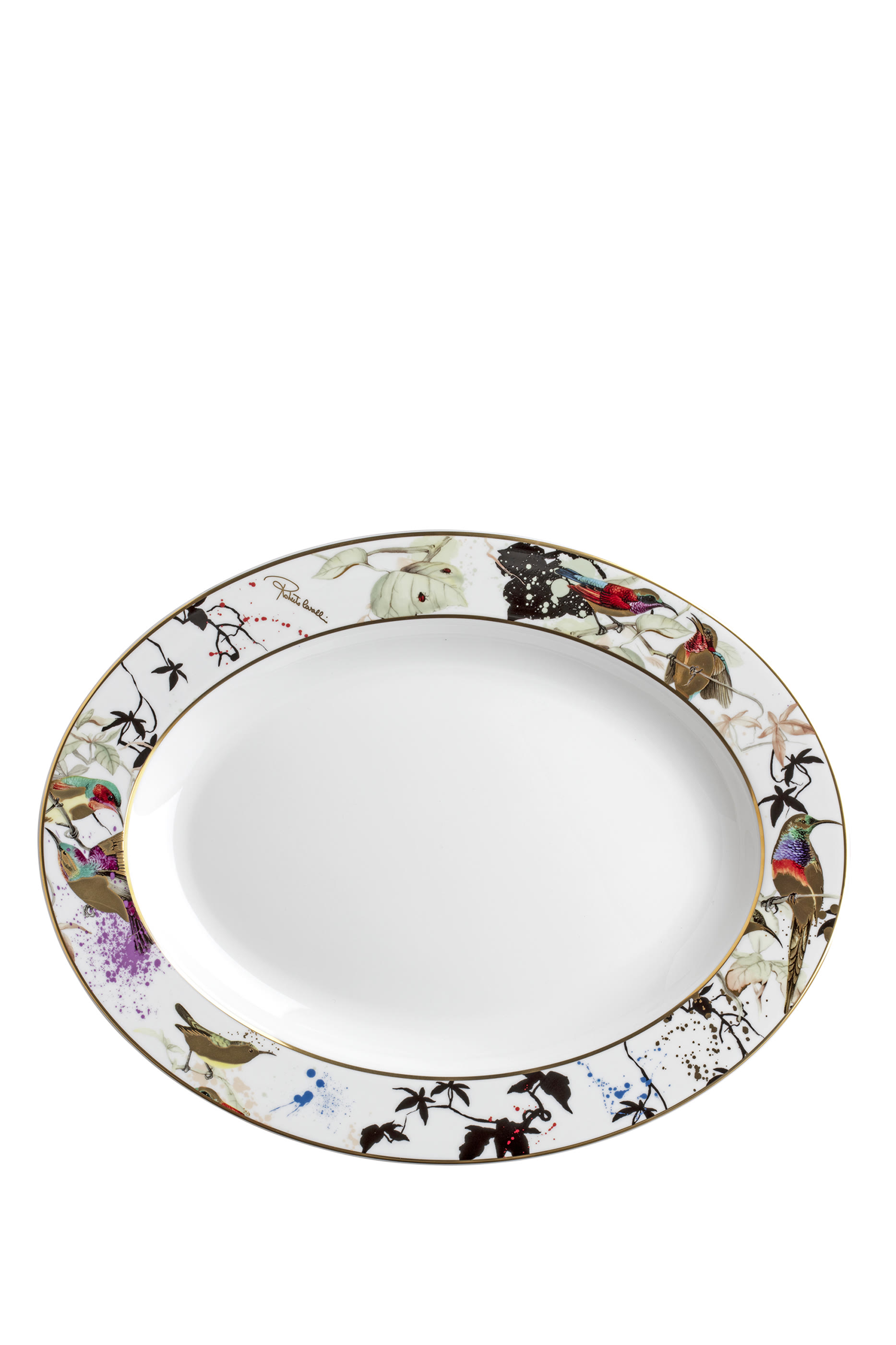 طبق بيضاوي بنقشة جاردن بيردز 