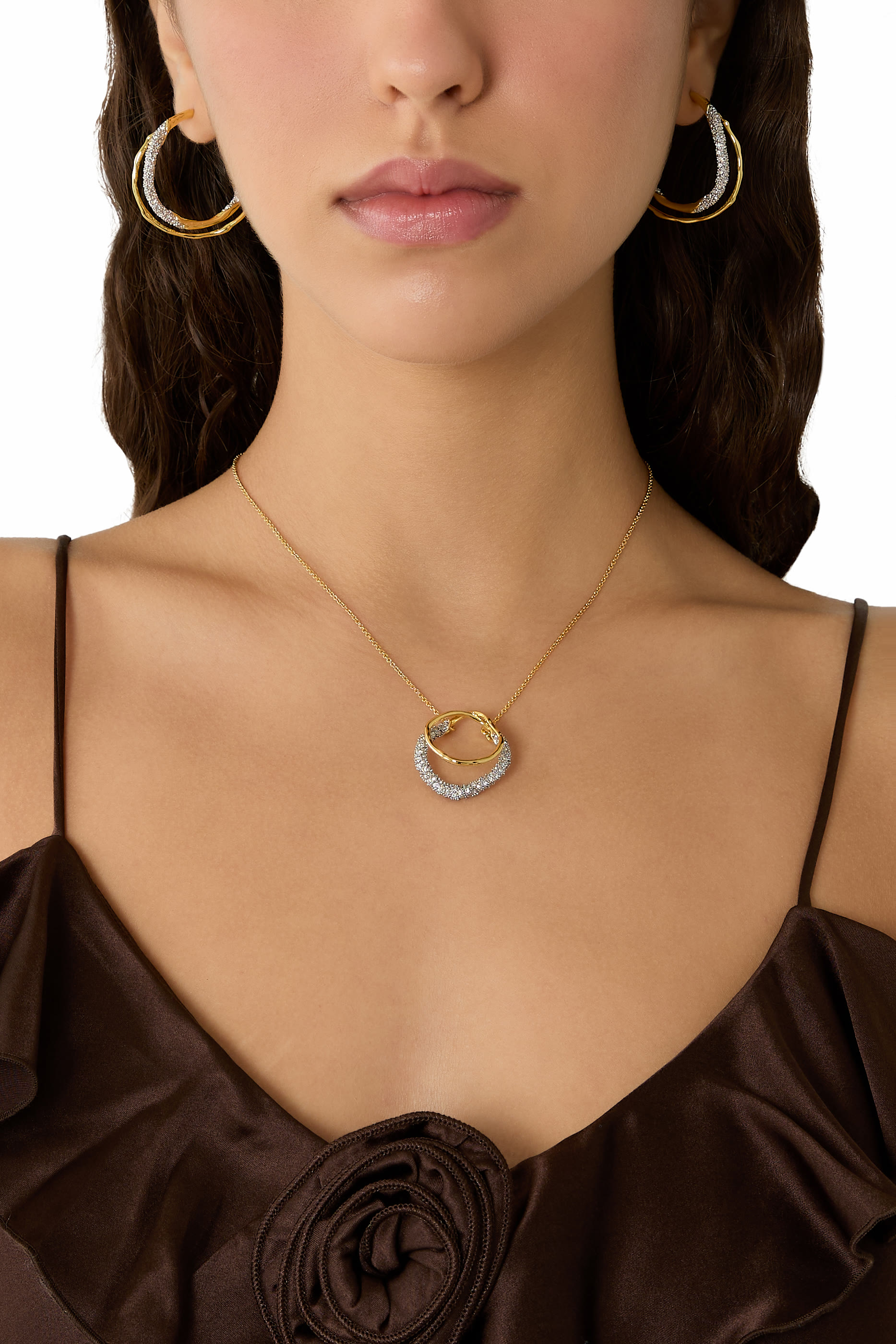 Solanales Orbit Necklace, 14K Gold Plated Brass