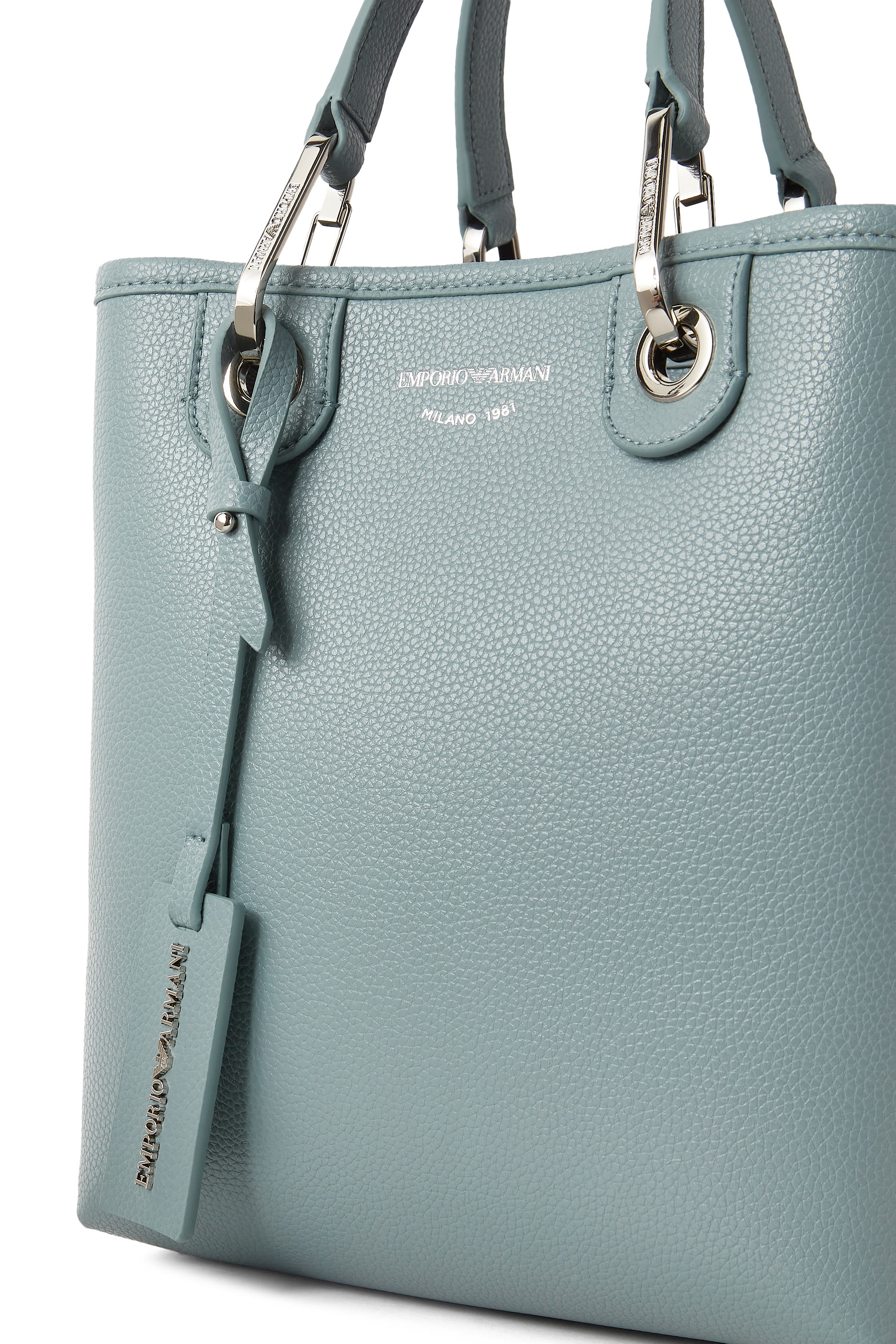 حقيبة يد بشعار الماركة بنقشة جلد غزال