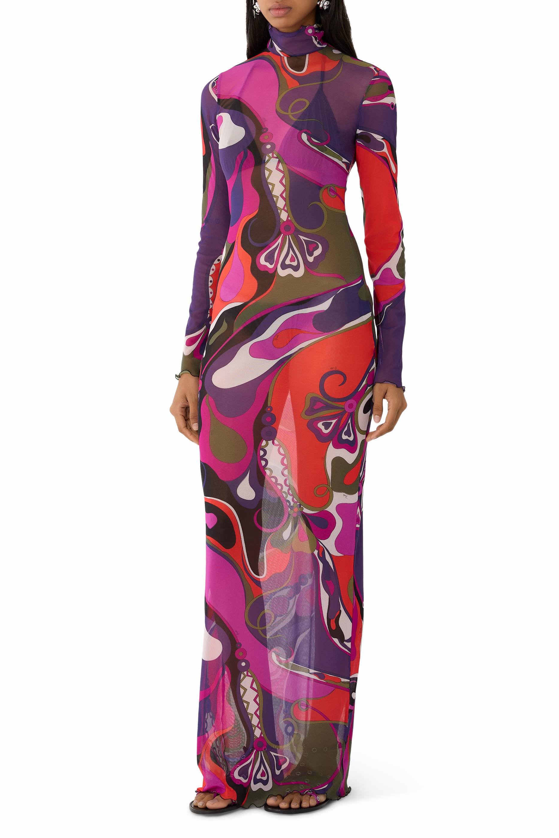 فستان تول بنقشة أوركيد