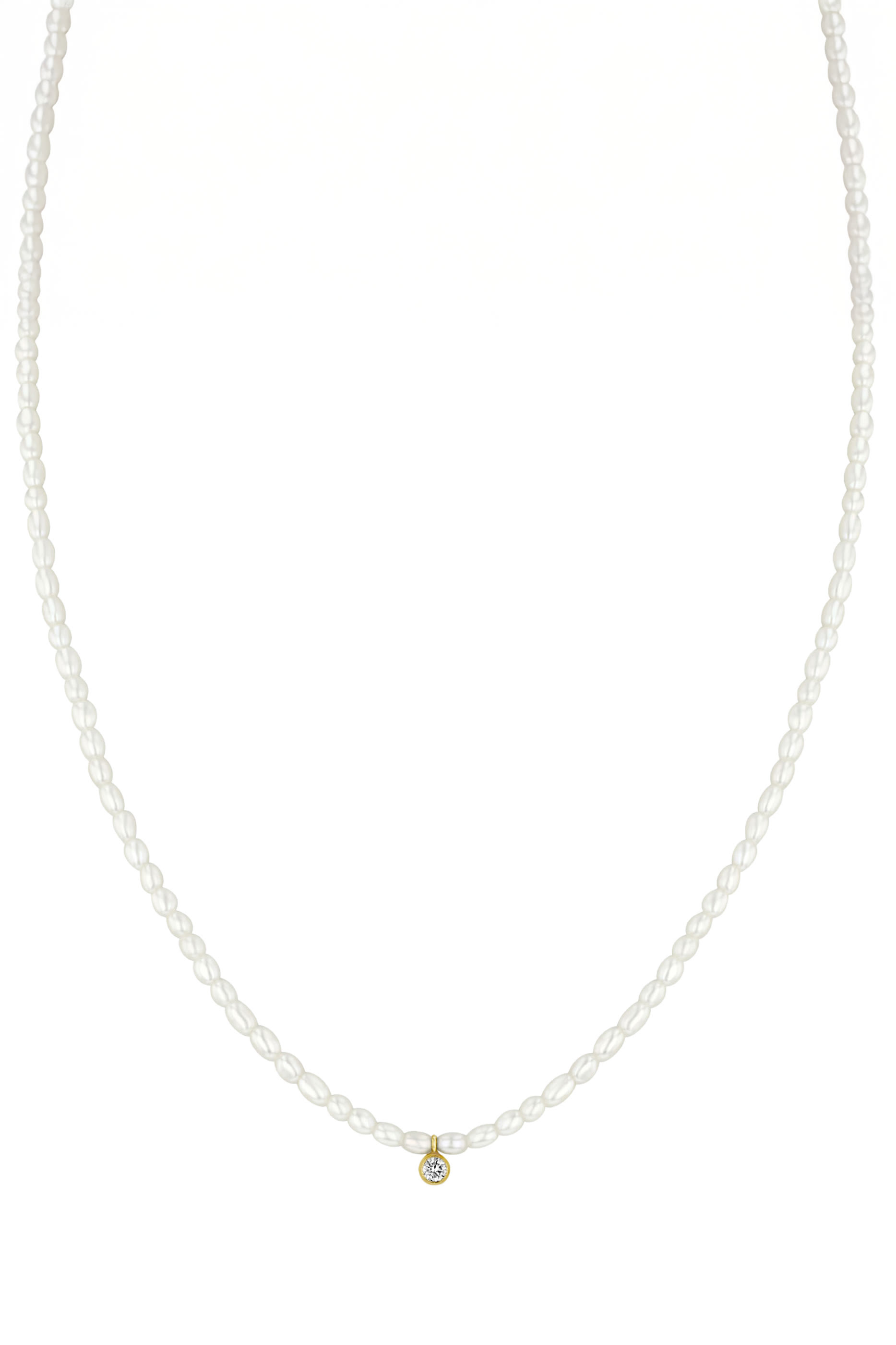 قلادة بدلاية مرصعة بلؤلؤ بيضاوي وماس، ذهب أصفر عيار 14