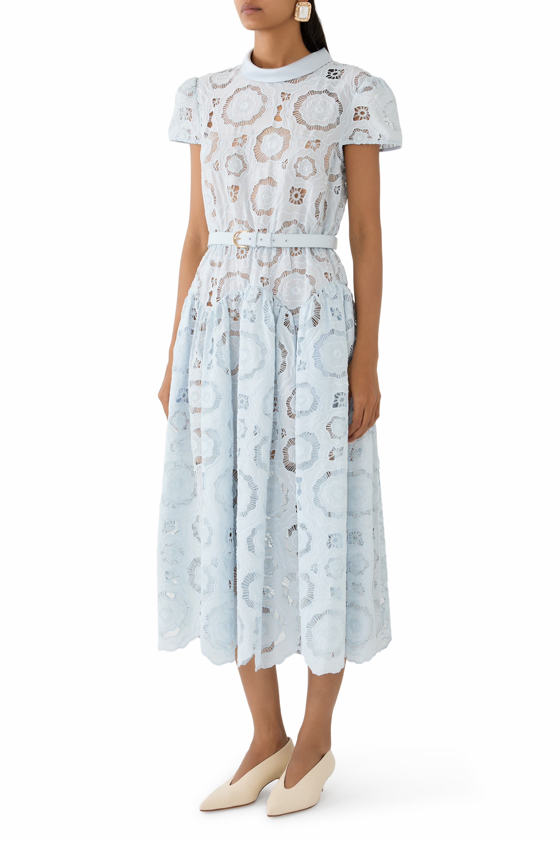  Floral Lace Midi Dress 