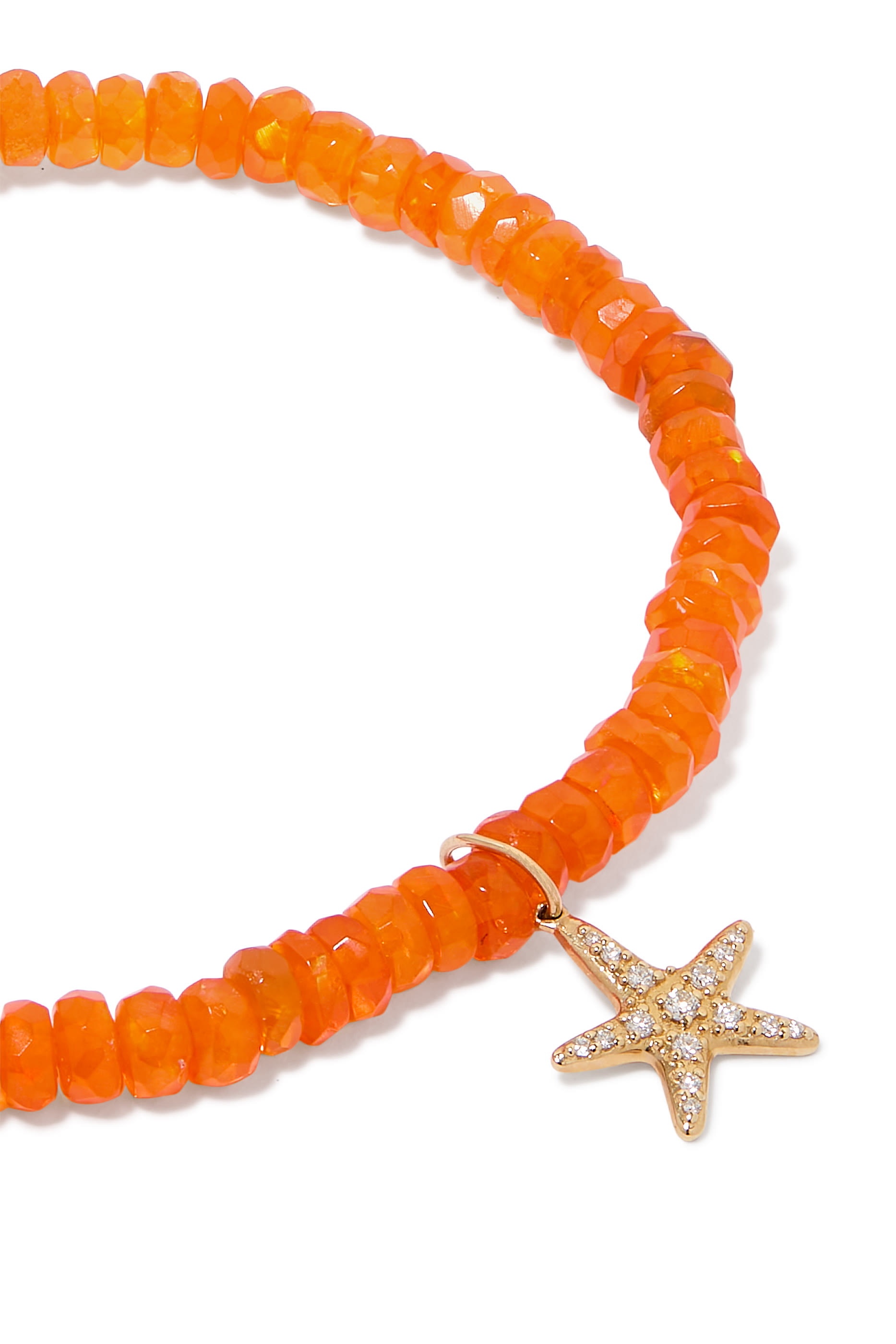 Starfish Charm Beaded Bracelet, 14k Yellow Gold & Diamonds, Ethiopian Opal