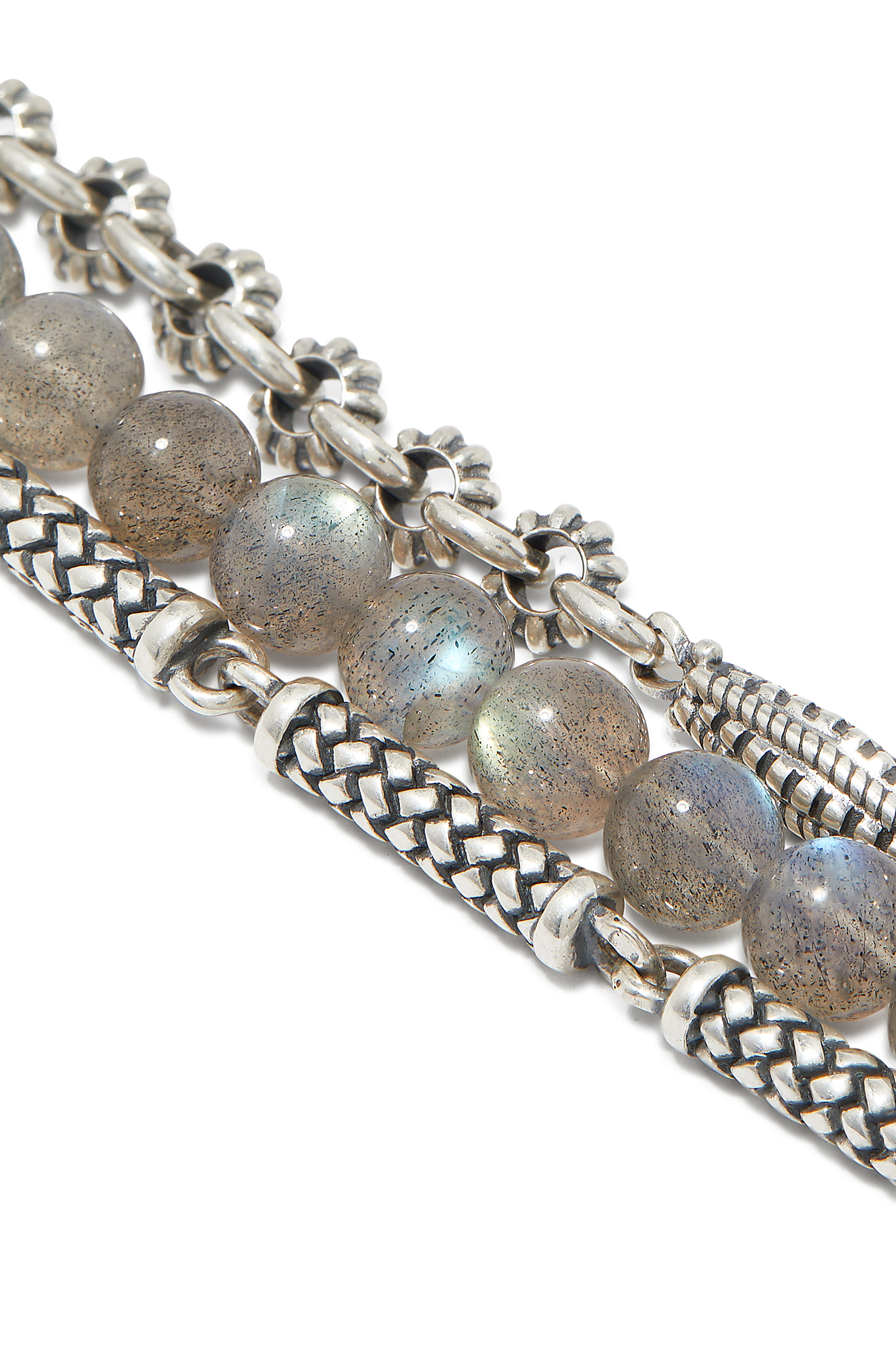 سوار بتصميم ملفوف مرصع بخرز حجر اللابروديت، فضة استرلينية