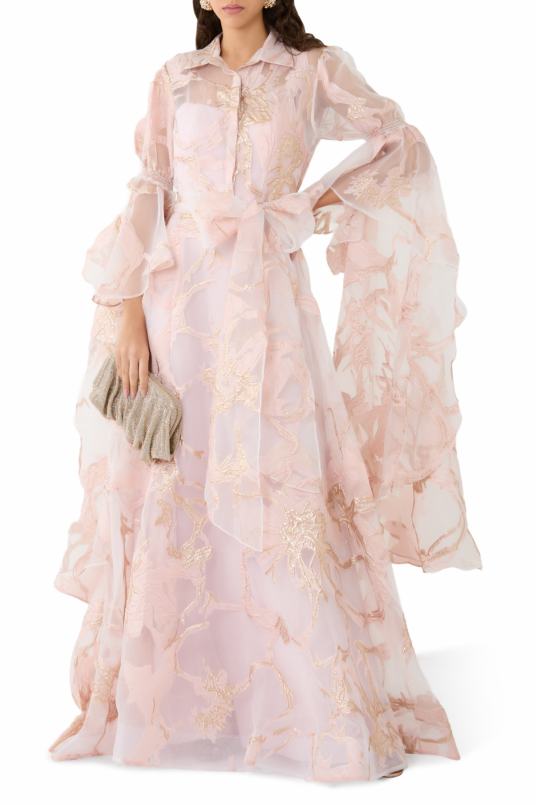 فستان سهرة أورجانزا شفاف