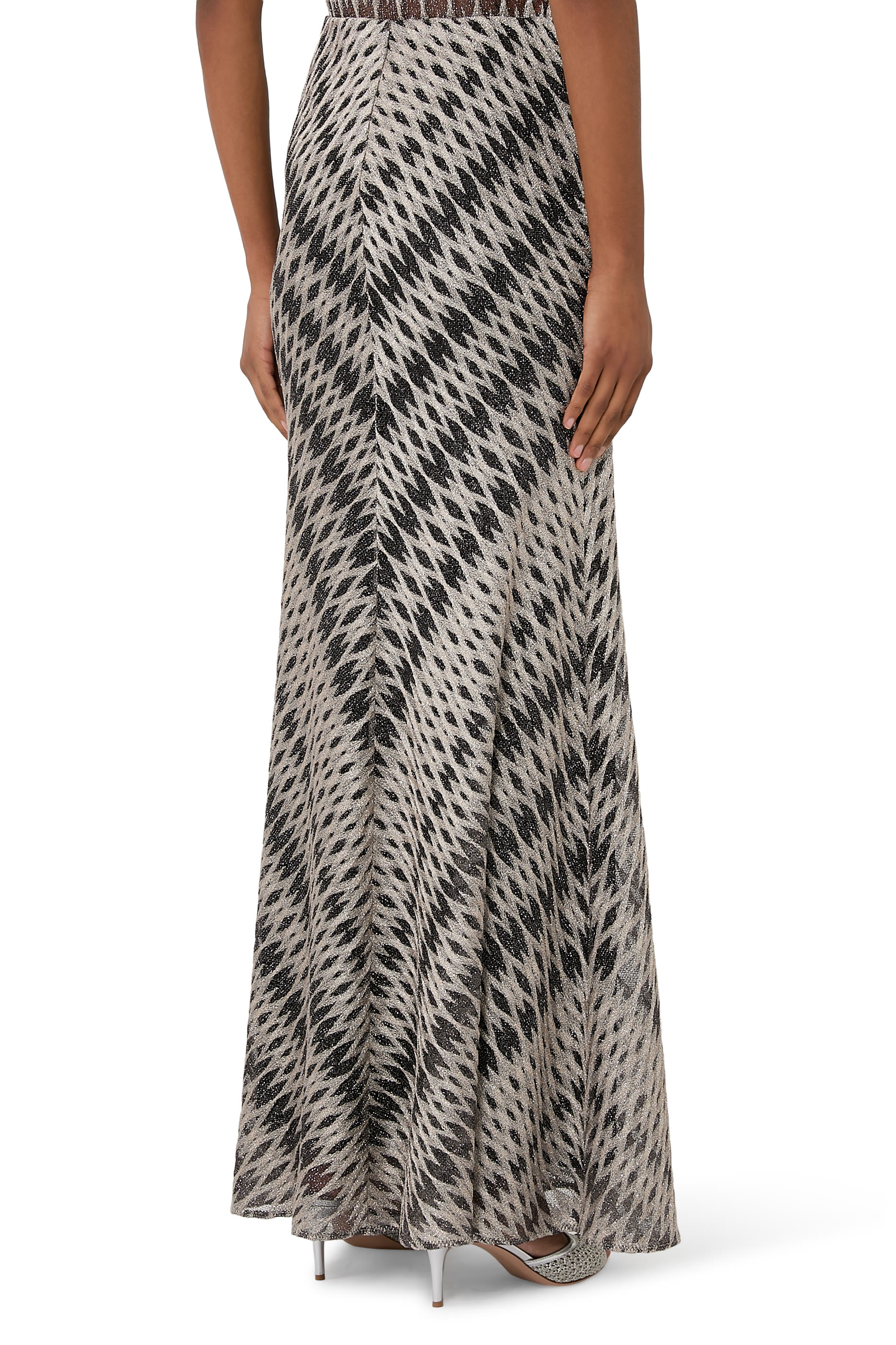 تنورة طويلة بنقشة معينات بارزة الملمس مزيج فيسكوز