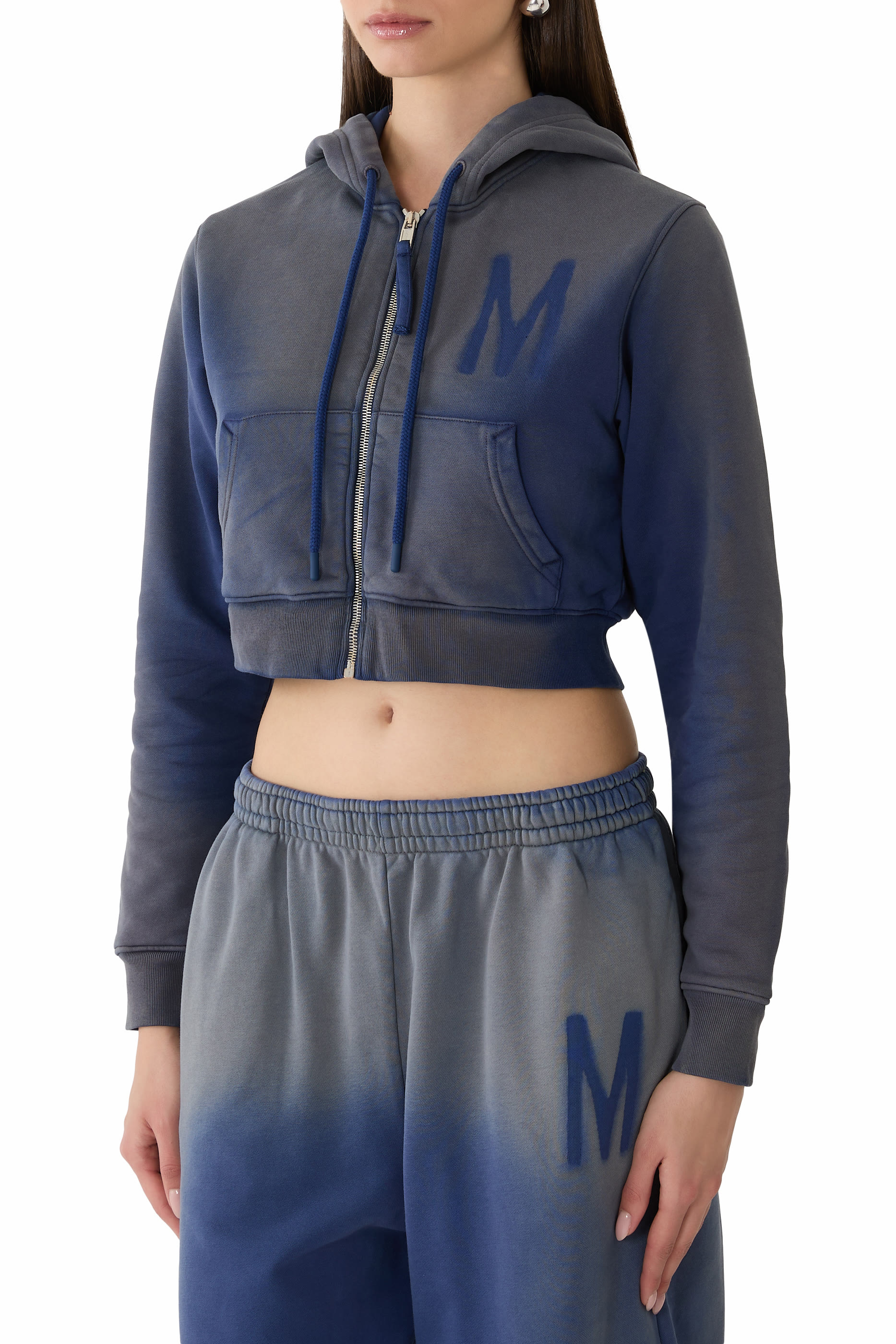 سويت شيرت بقصة قصيرة ونقشة قطن عضوي