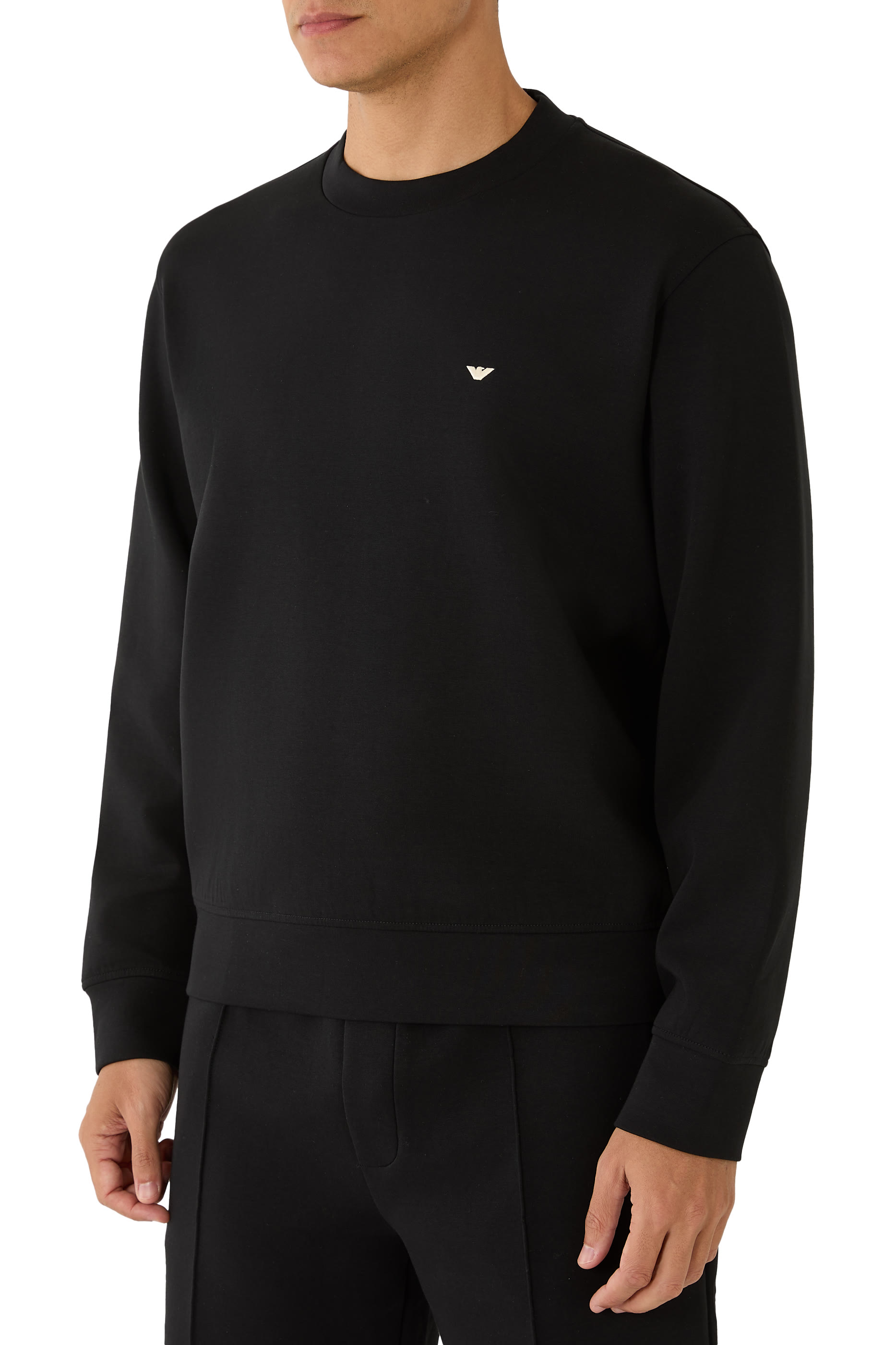 سويت شيرت بشعار الماركة صغير مطرز جيرسيه مزدوج