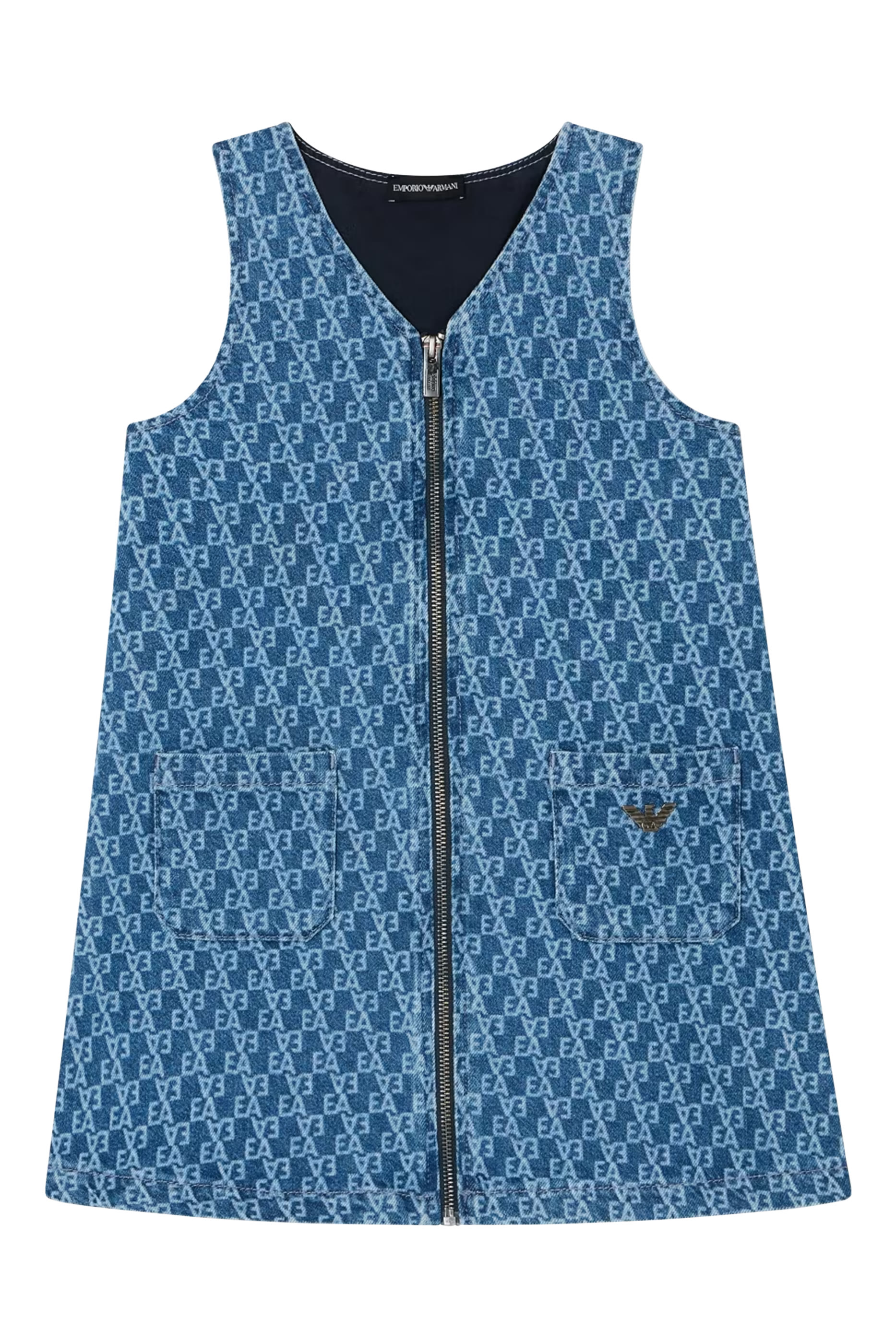 فستان مزين كليا بنقشة شعار الماركة جيرسيه متشابك للأطفال