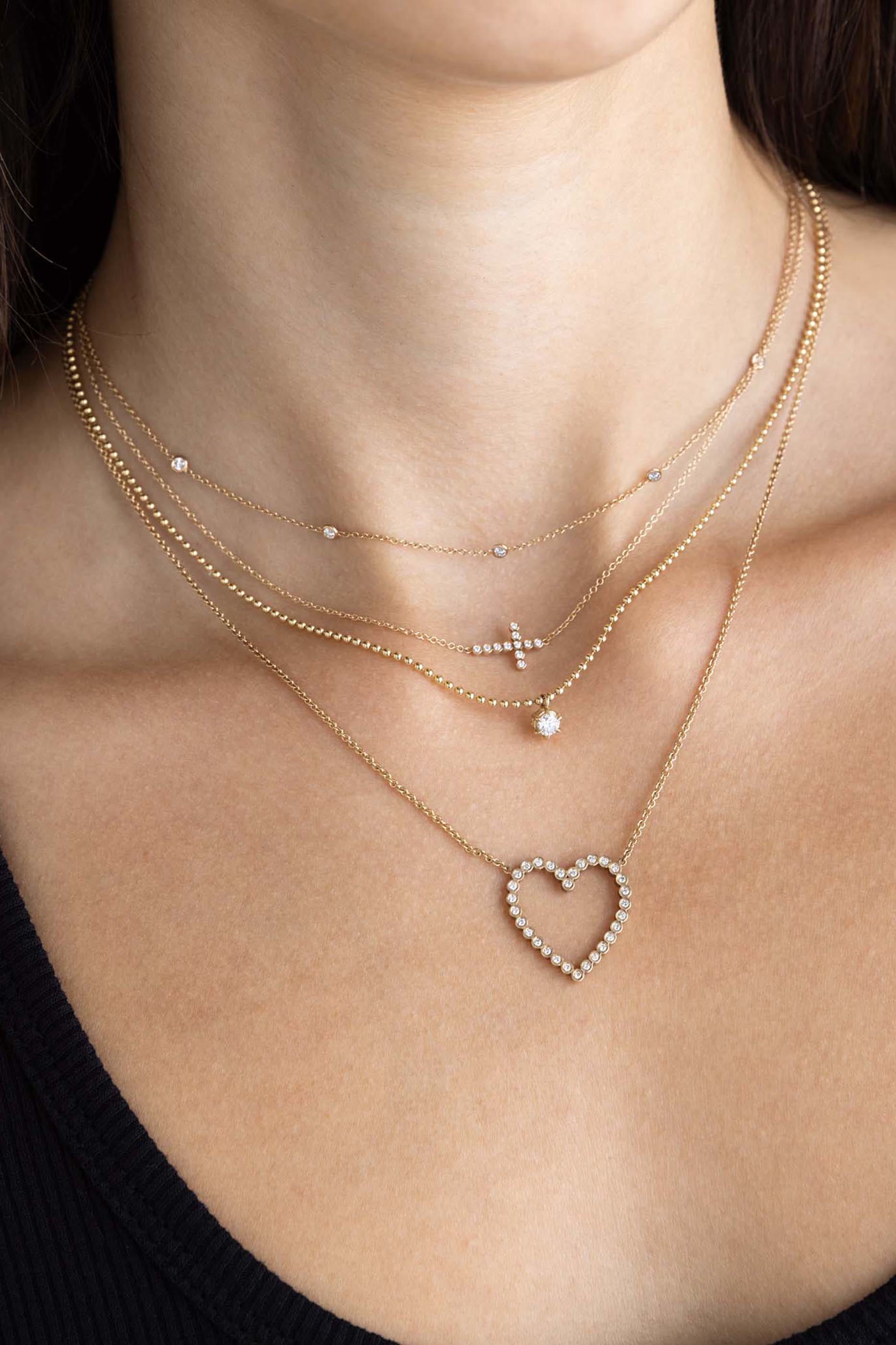 قلادة رقبة بتصميم سلسلة مرصعة بماس، ذهب أصفر عيار 14