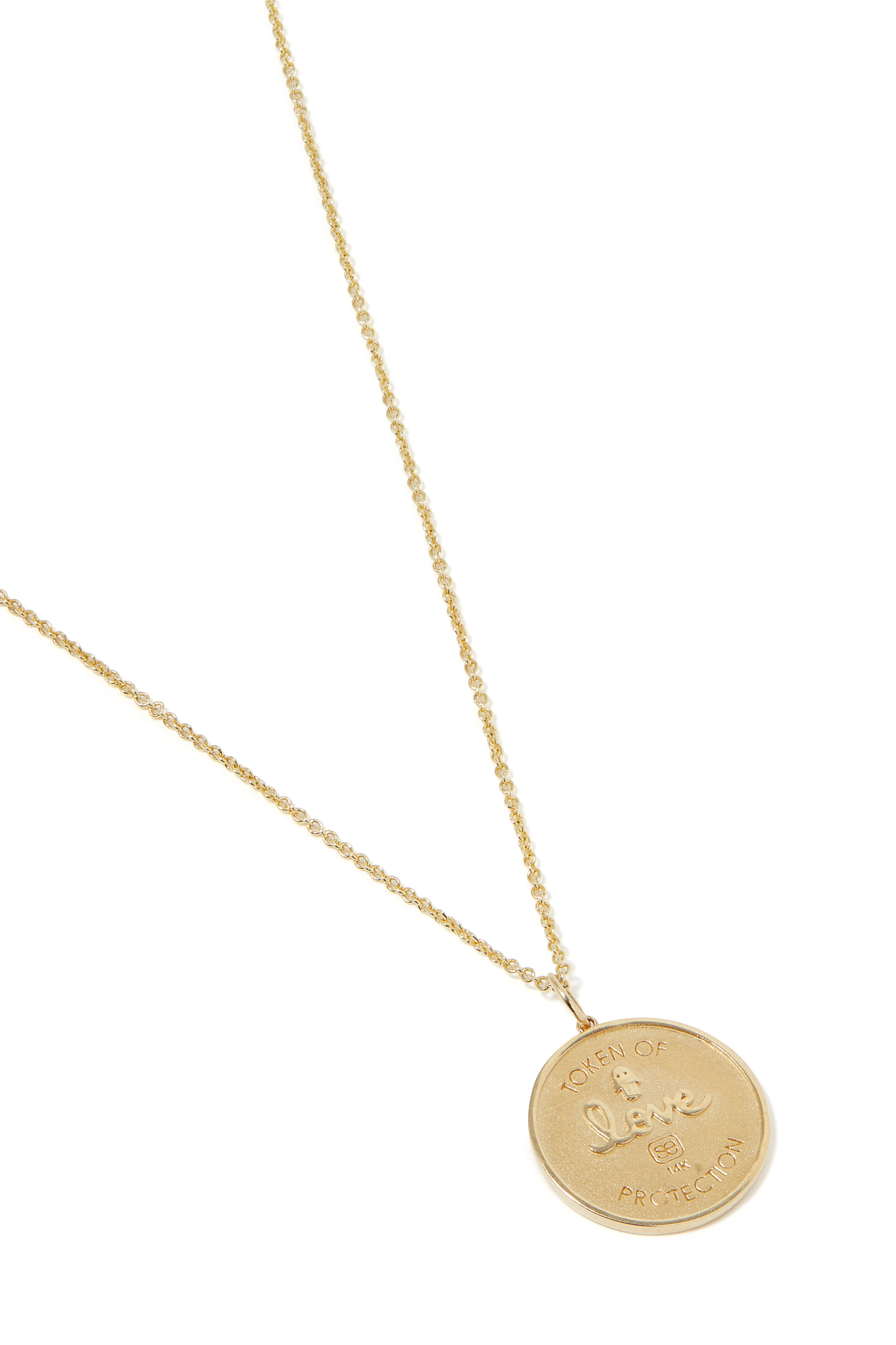 قلادة بدلاية بتصميم دائري محفورة بعين حسود ذهب أصفر عيار 14