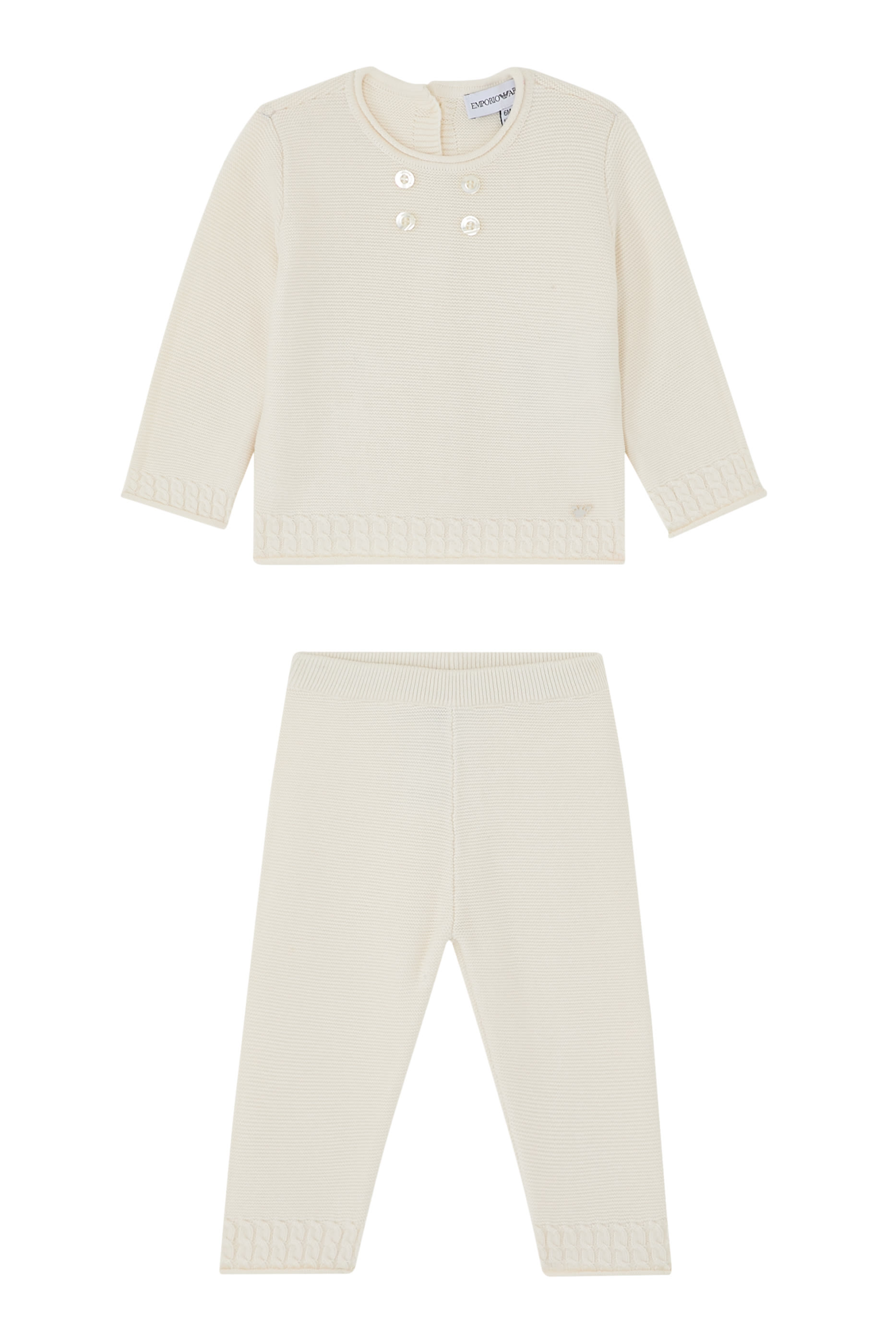 طقم بلوزة وسروال داخلي مزين بشعار الماركة صغير للأطفال