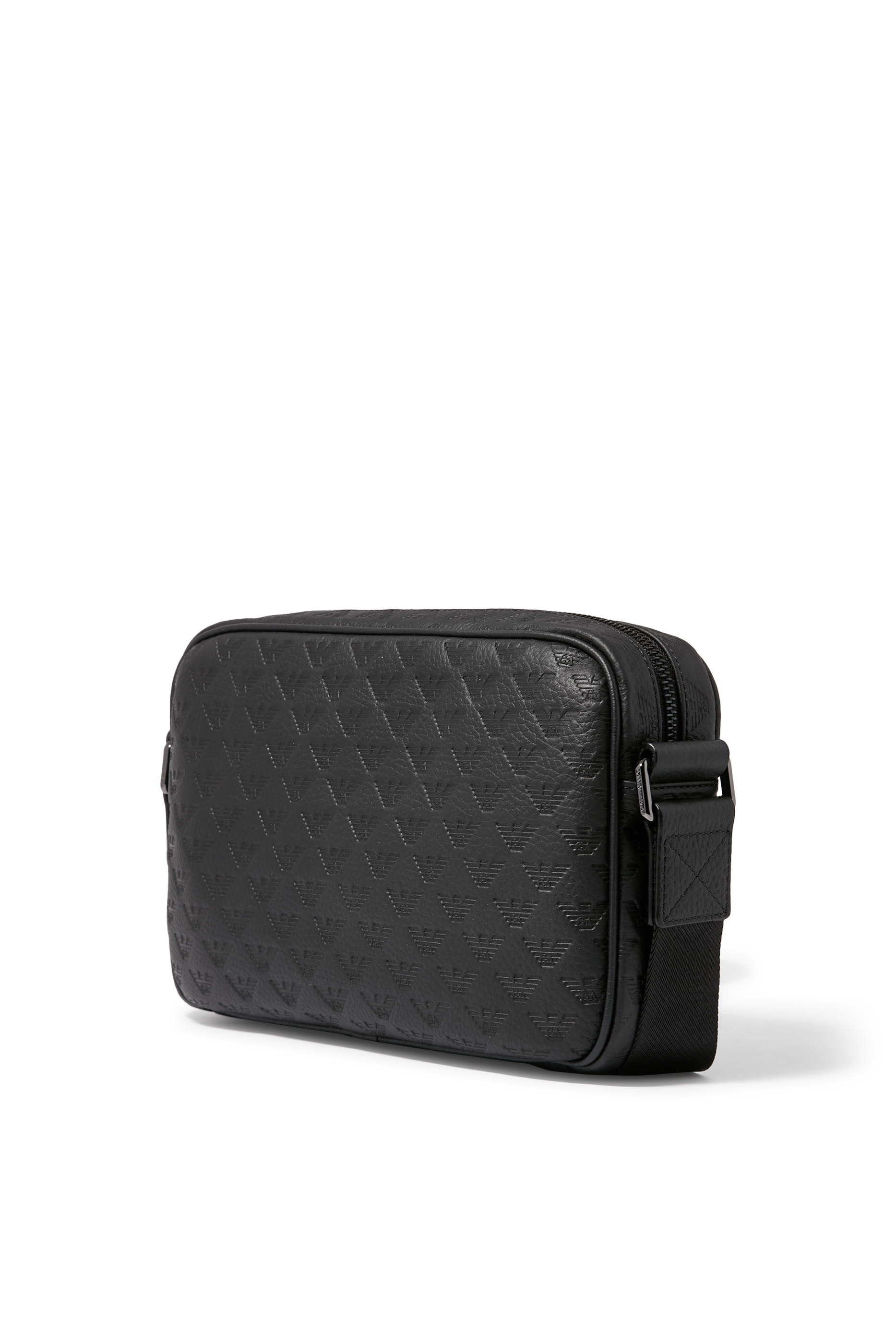 حقيبة كتف مزينة بنقشة شعار الماركة بالكامل جلد