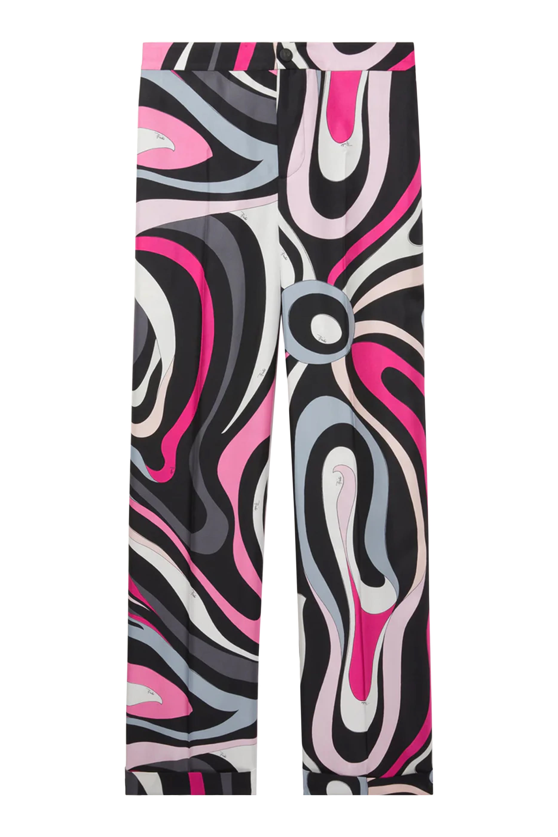 بنطال بقصة ساق مستقيمة بطبعة مارمو حرير تويل