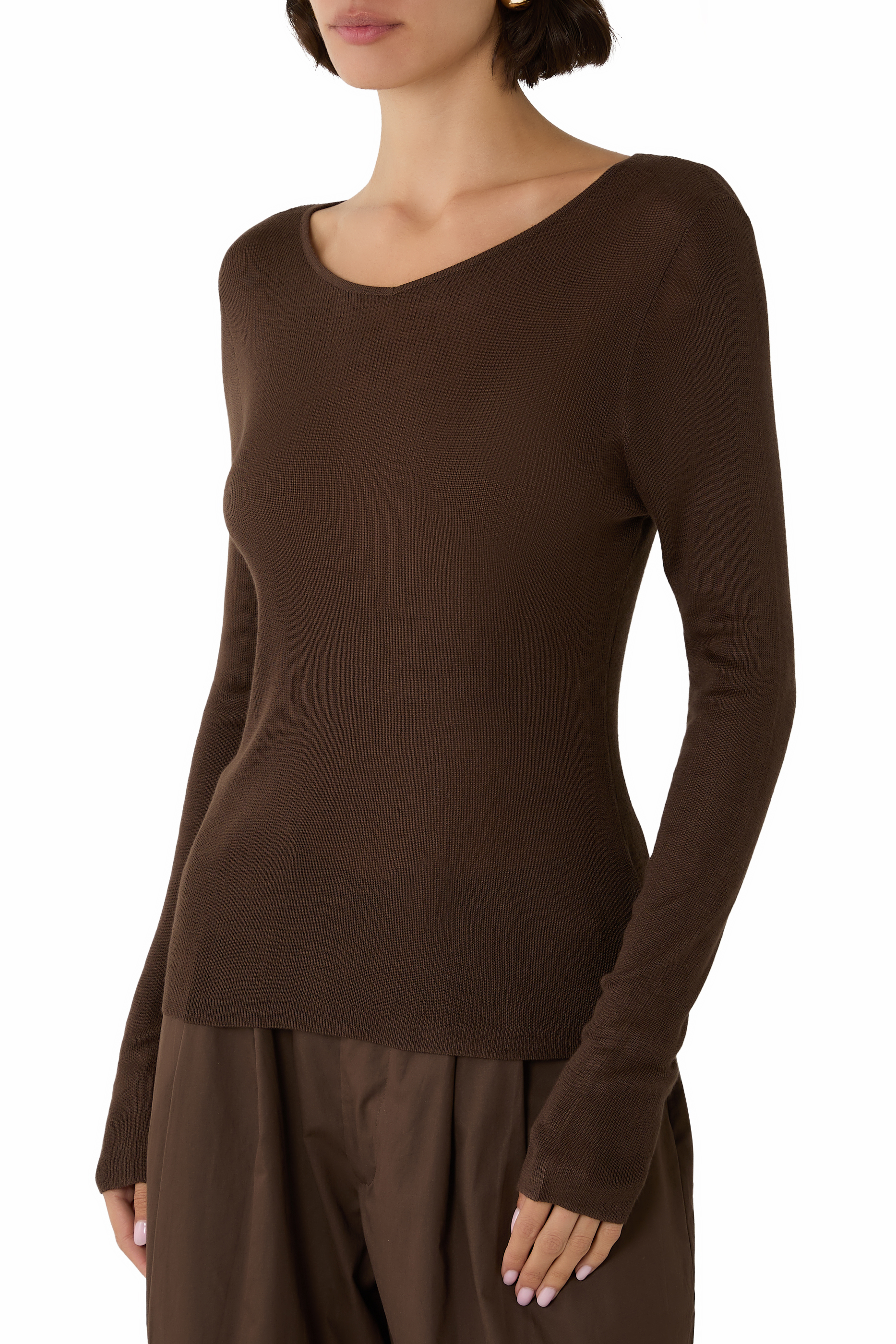 بلوزة بأكمام طويلة منسوجة