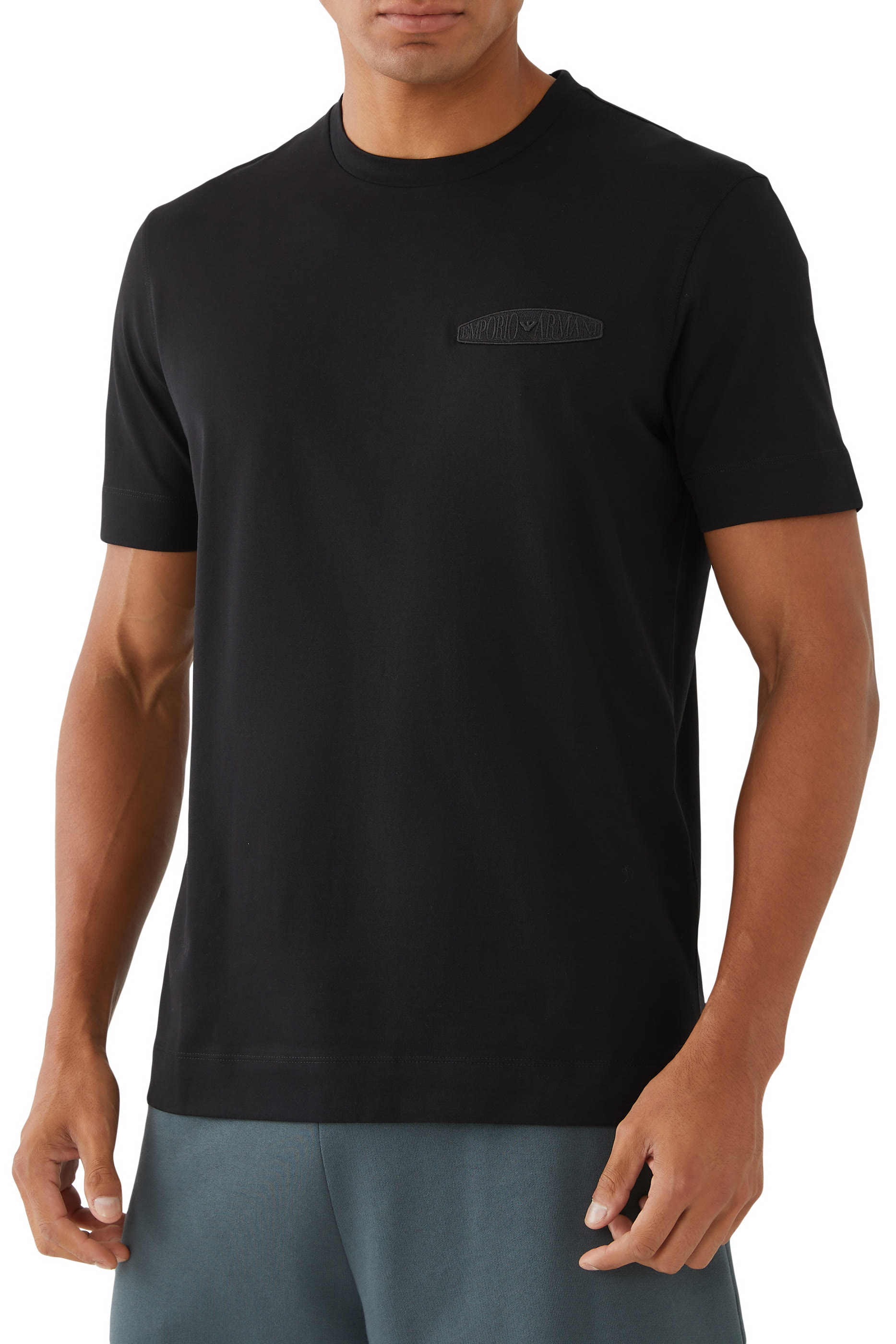 تيشيرت مطرز بحروف شعار الماركة مايكرو قطن