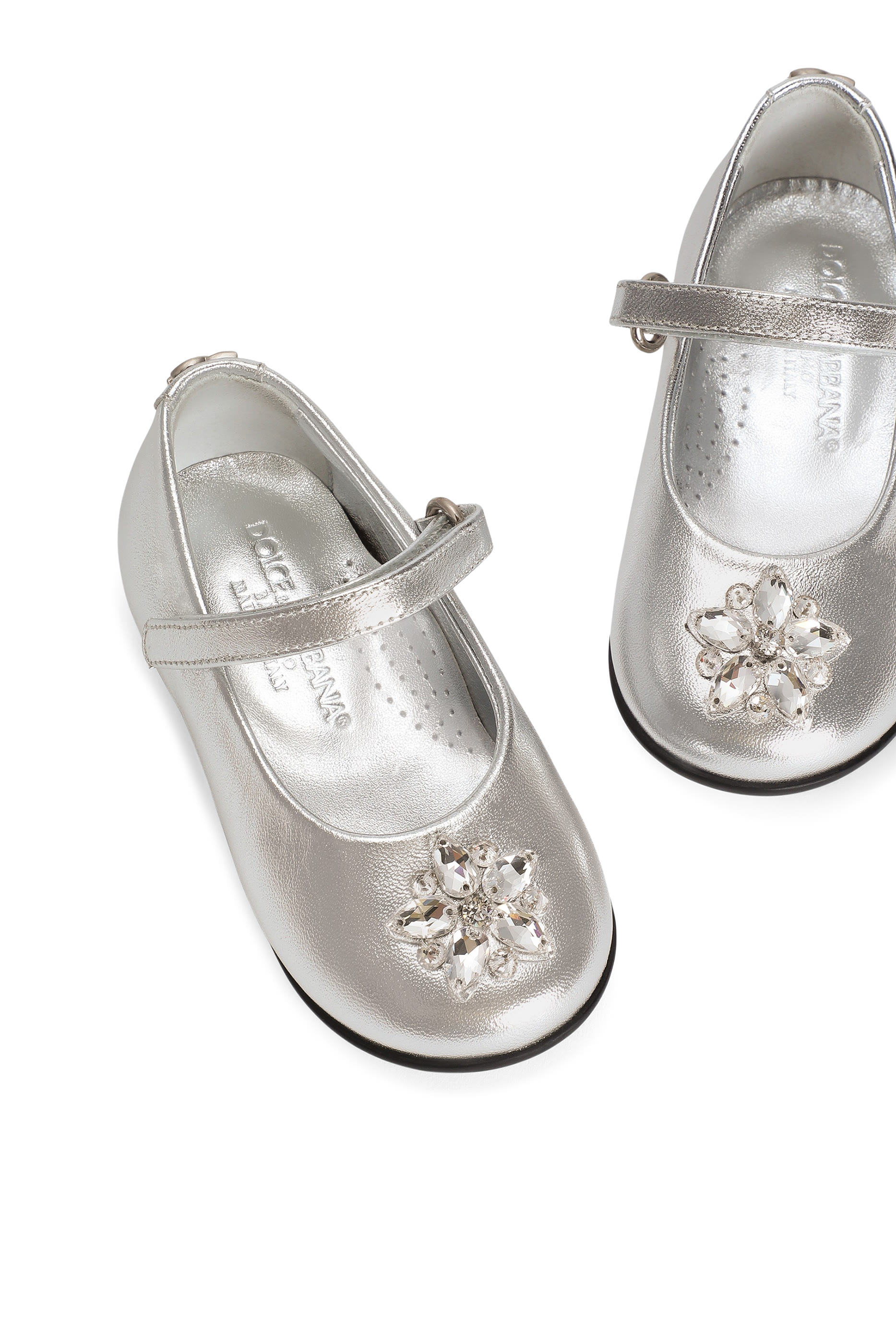 حذاء بالرينا بنعل مسطح وكعب جلد لامع للأطفال