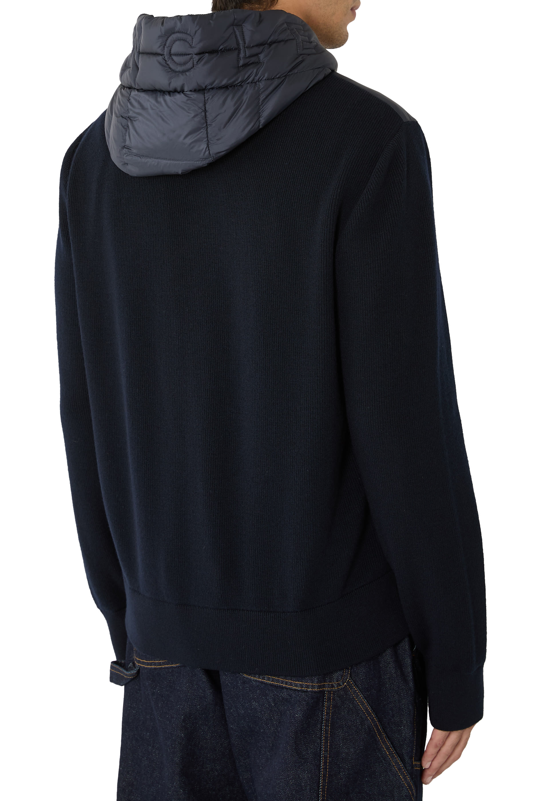 Padded Wool Zip-Up Hoodie