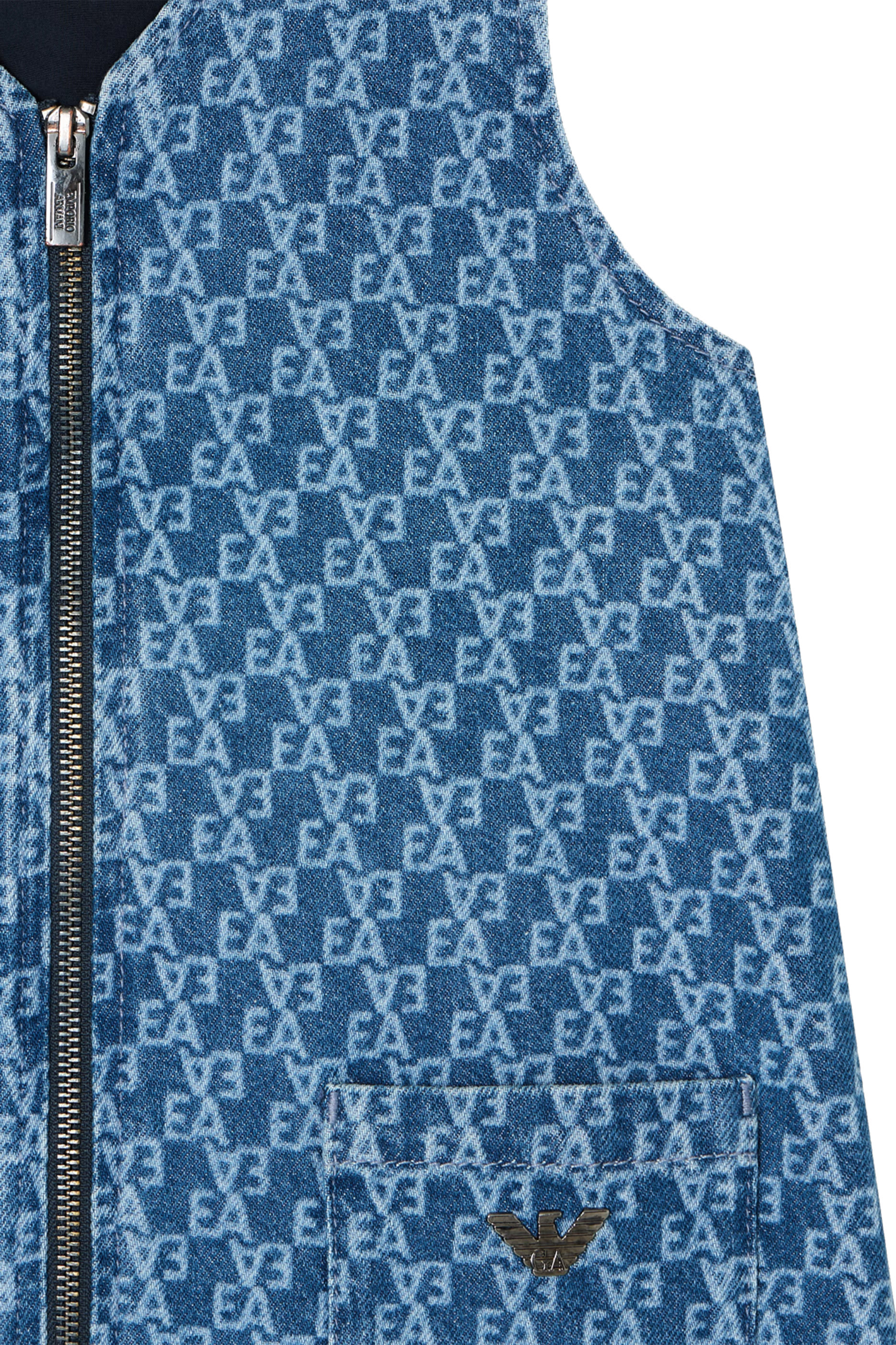 فستان مزين كليا بنقشة شعار الماركة جيرسيه متشابك للأطفال