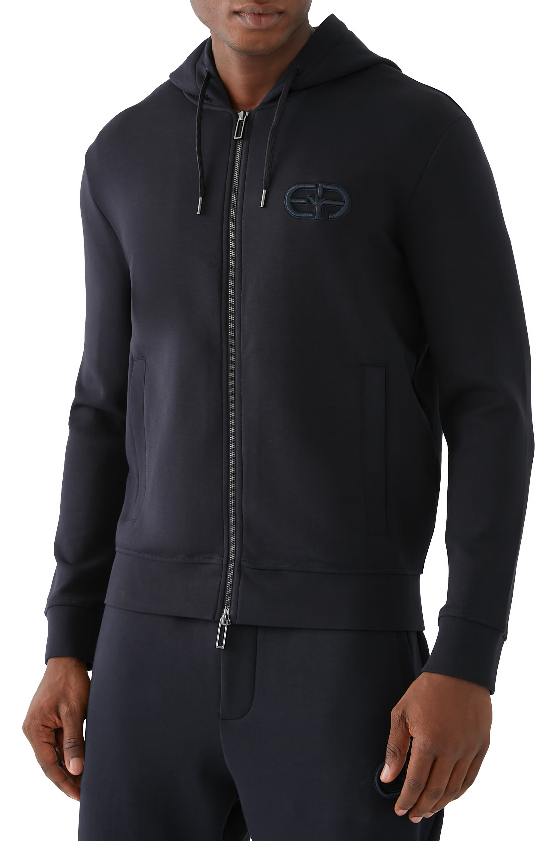 سويت شيرت بغطاء رأس وسحاب جيرسيه مزدوج