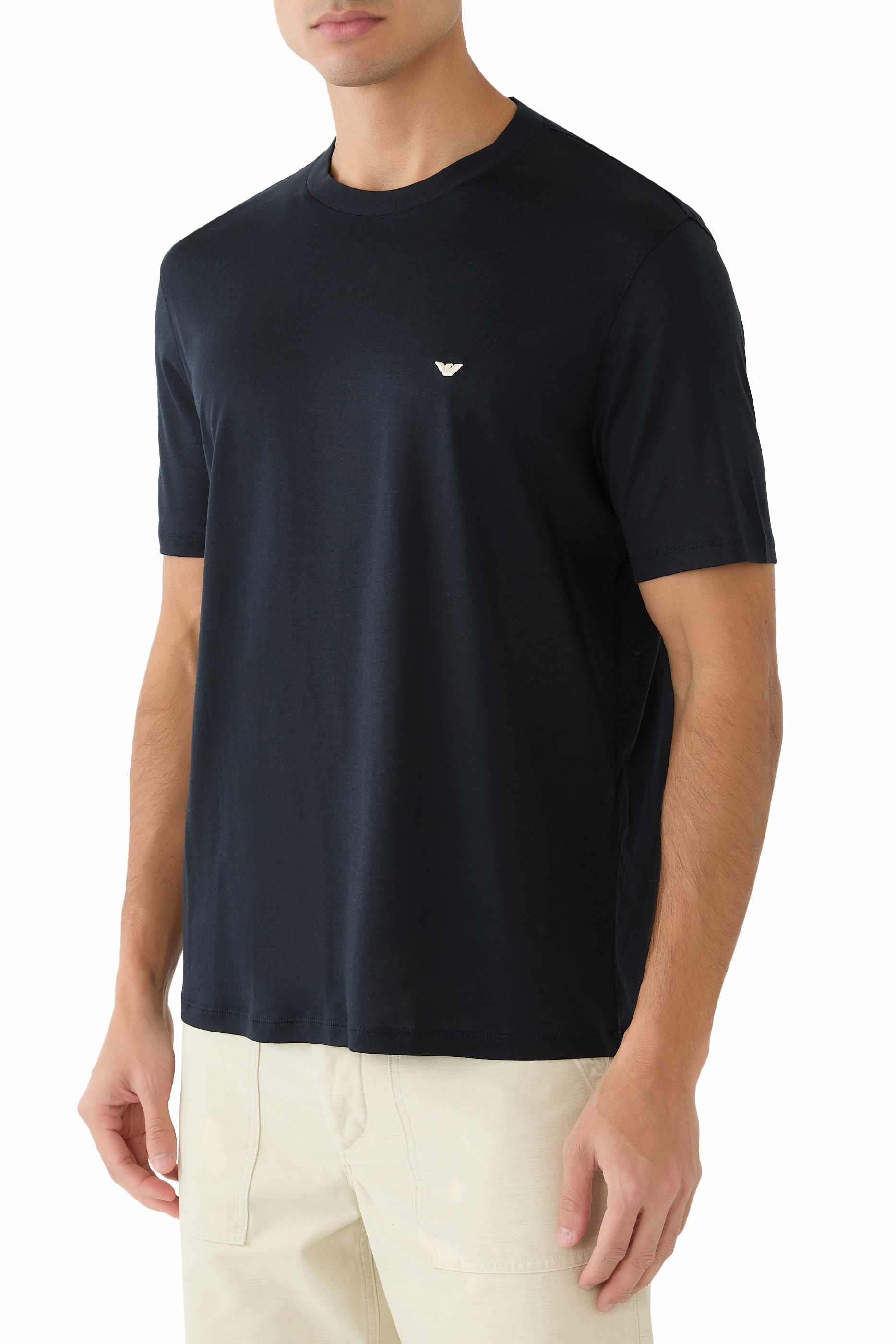 تيشيرت بتطريز شعار الماركة مزيج ليوسيل جيرسيه